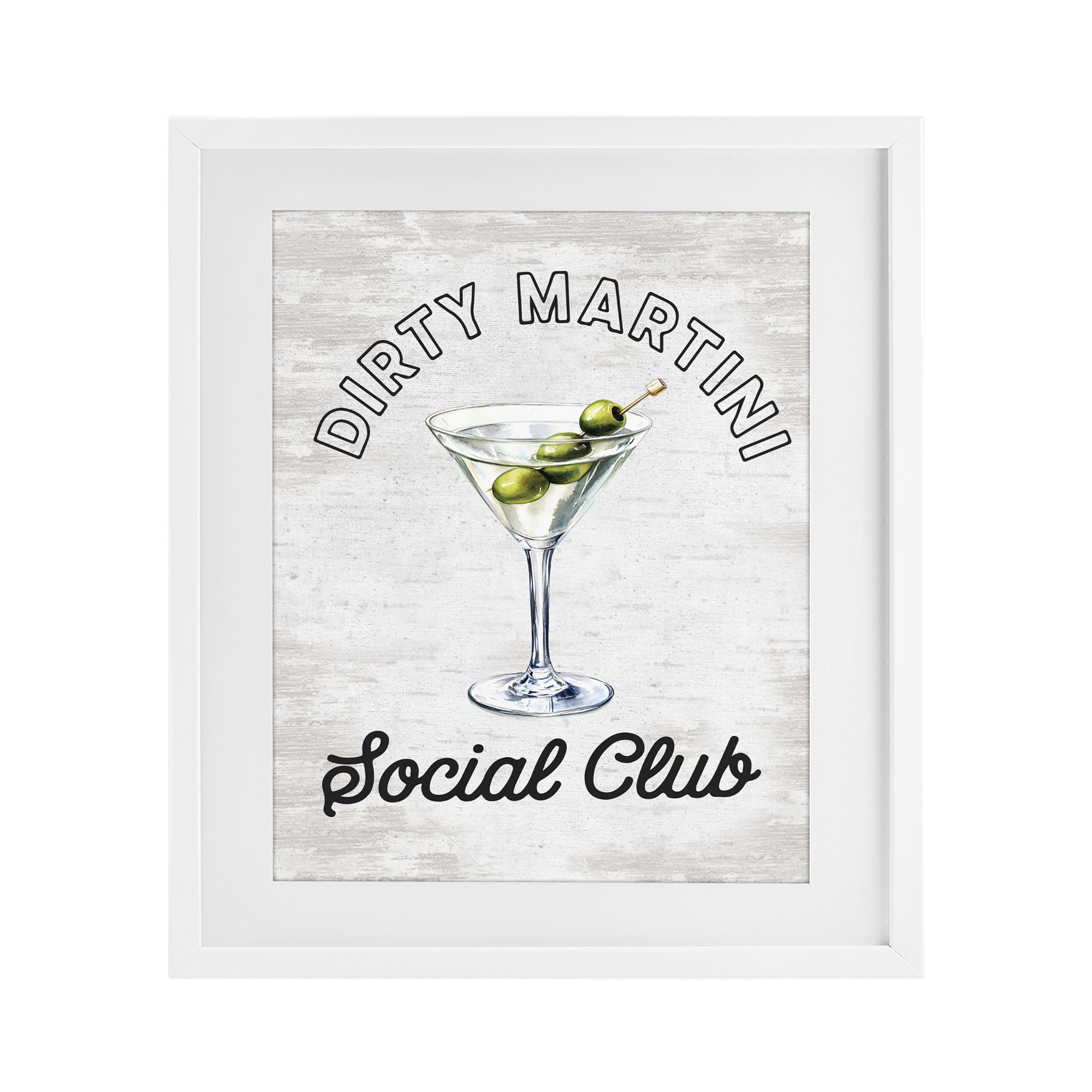 Stupell Industries Dirty Martini Social Club White Framed Print Under Glass, design by Lettered and Lined