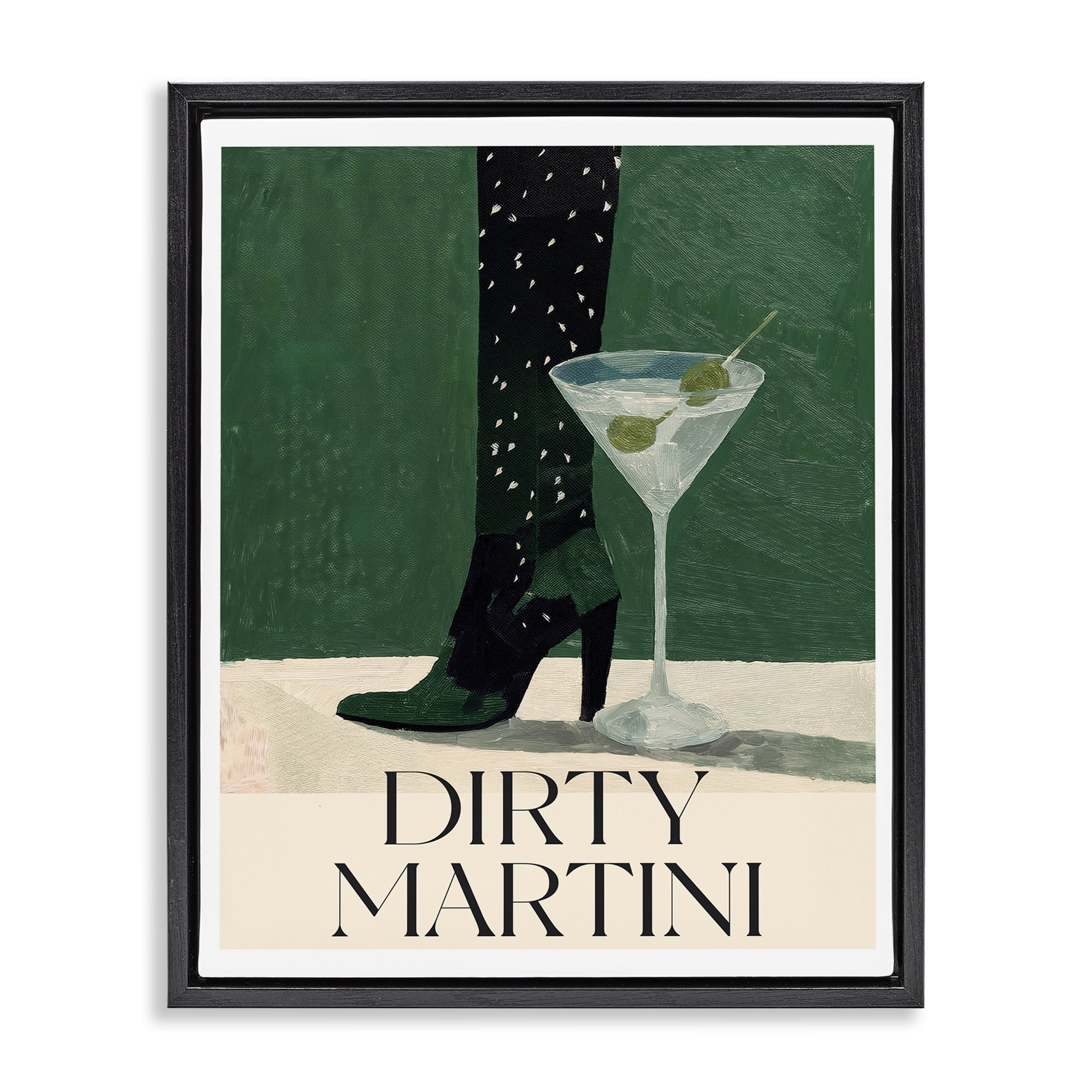 Stupell Industries Dirty Martini Stylish Heel Black Framed Floater Canvas Wall Art, design by Lettered and Lined