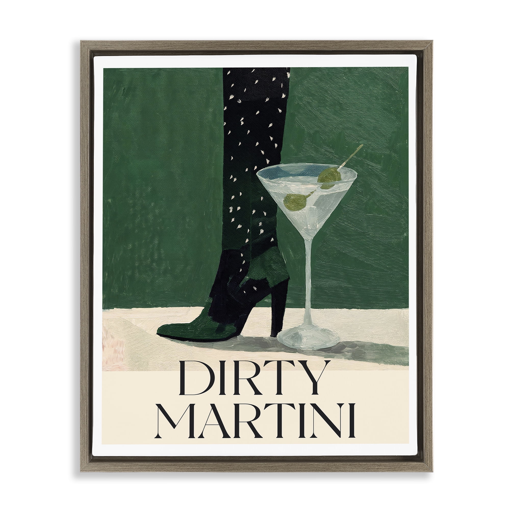 Stupell Industries Dirty Martini Stylish Heel Brown Framed Floater Canvas Wall Art, design by Lettered and Lined