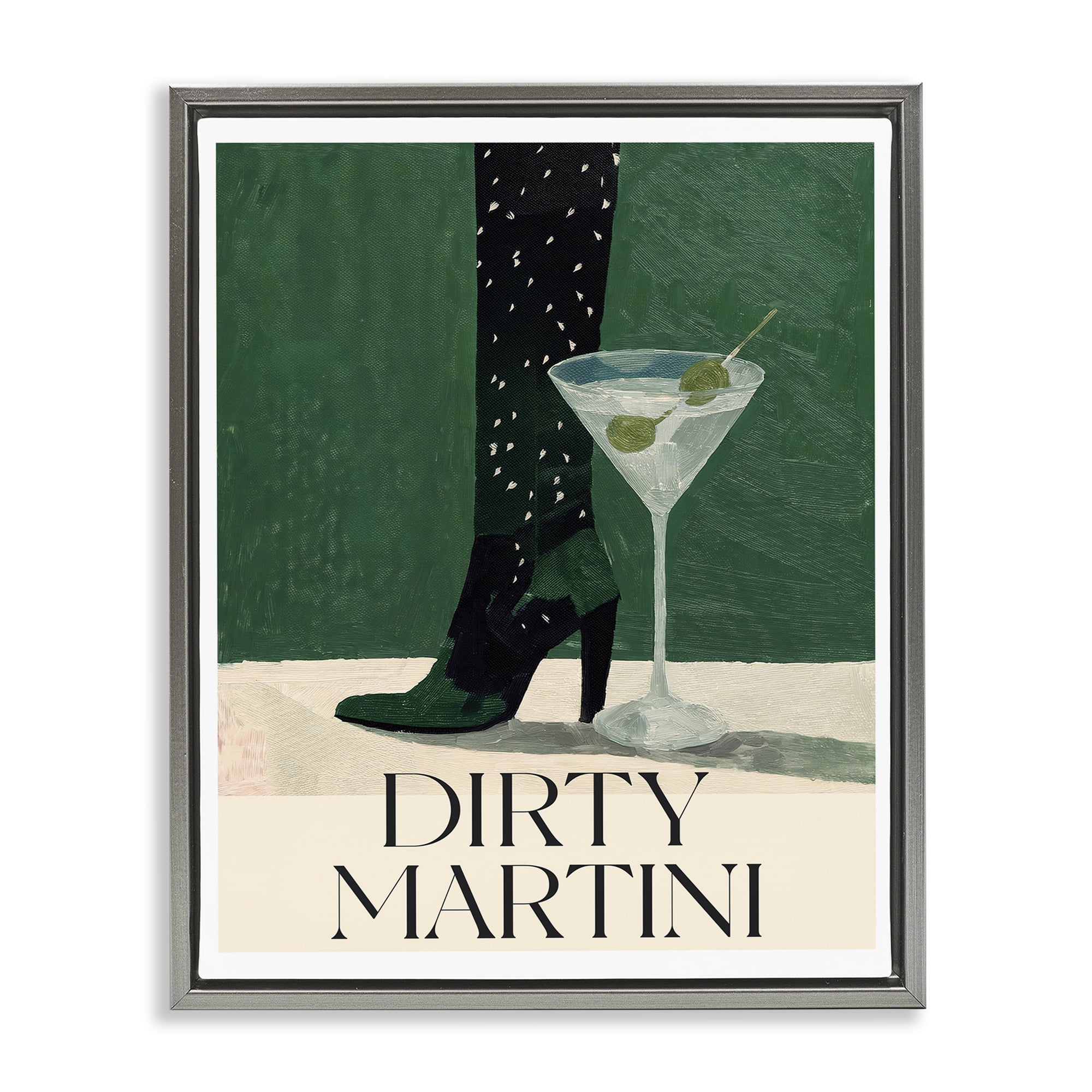 Stupell Industries Dirty Martini Stylish Heel Gray Framed Floater Canvas Wall Art, design by Lettered and Lined