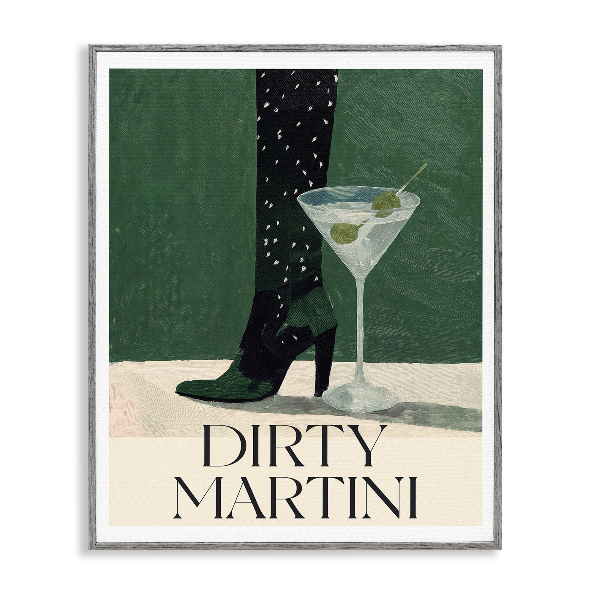 Stupell Industries Dirty Martini Stylish Heel Gray Framed Giclee Art, design by Lettered and Lined