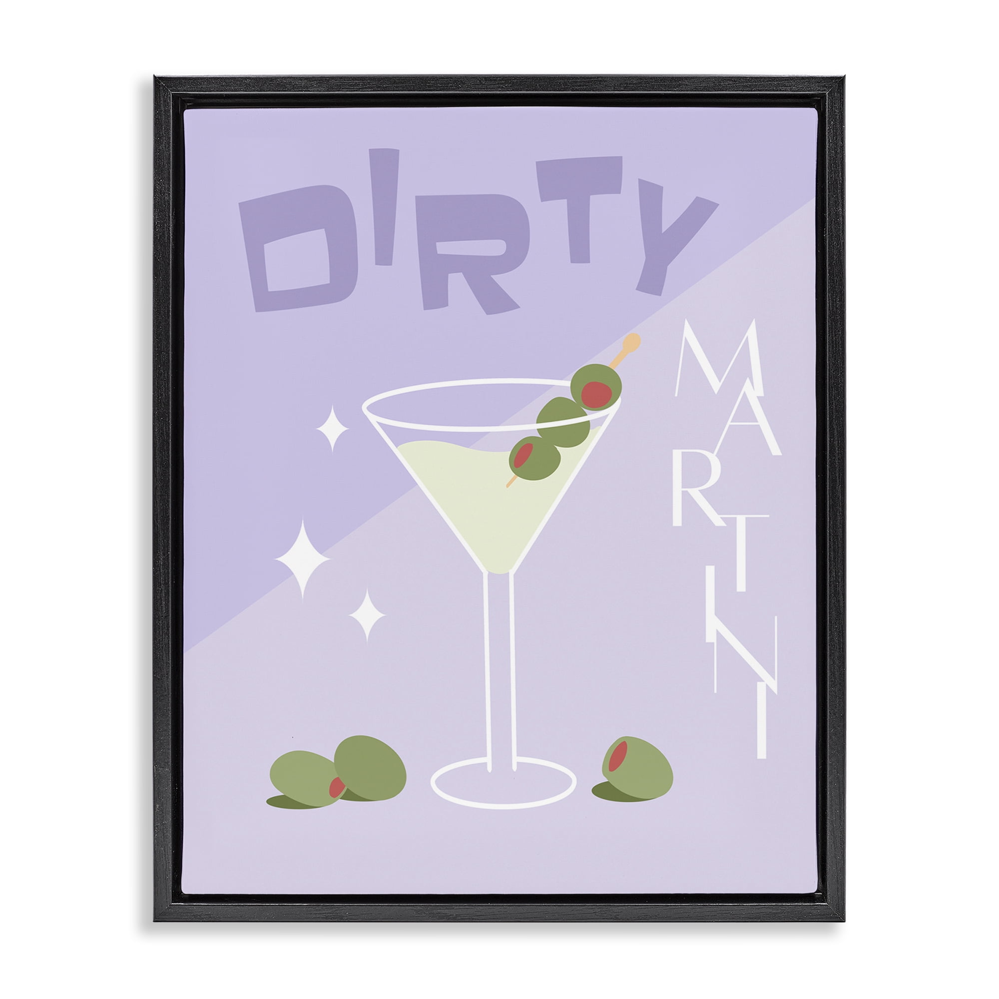 Stupell Industries Dirty Martini Typography Food & Beverage Painting Black Floater Framed Canvas Art Print Wall Art, 25 x 31