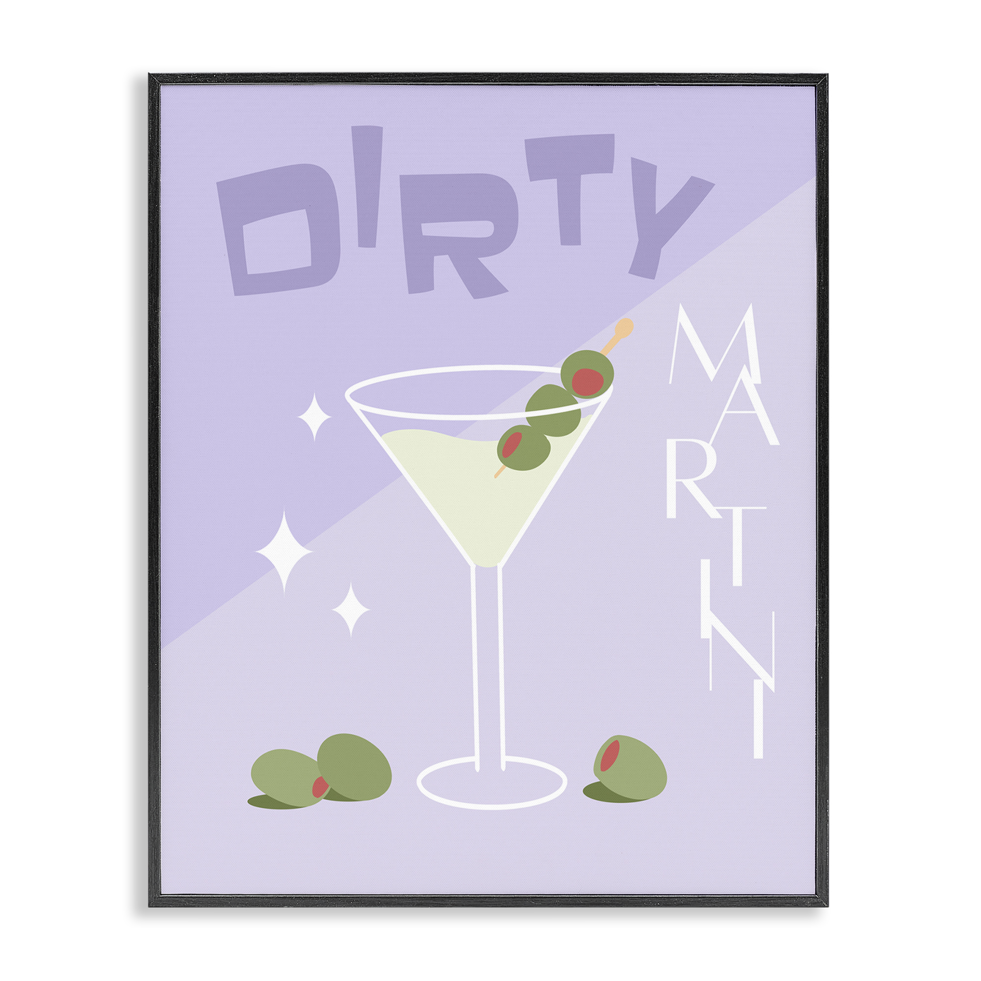 Stupell Industries Dirty Martini Typography Food & Beverage Painting Black Framed Art Print Wall Art, 16 x 20