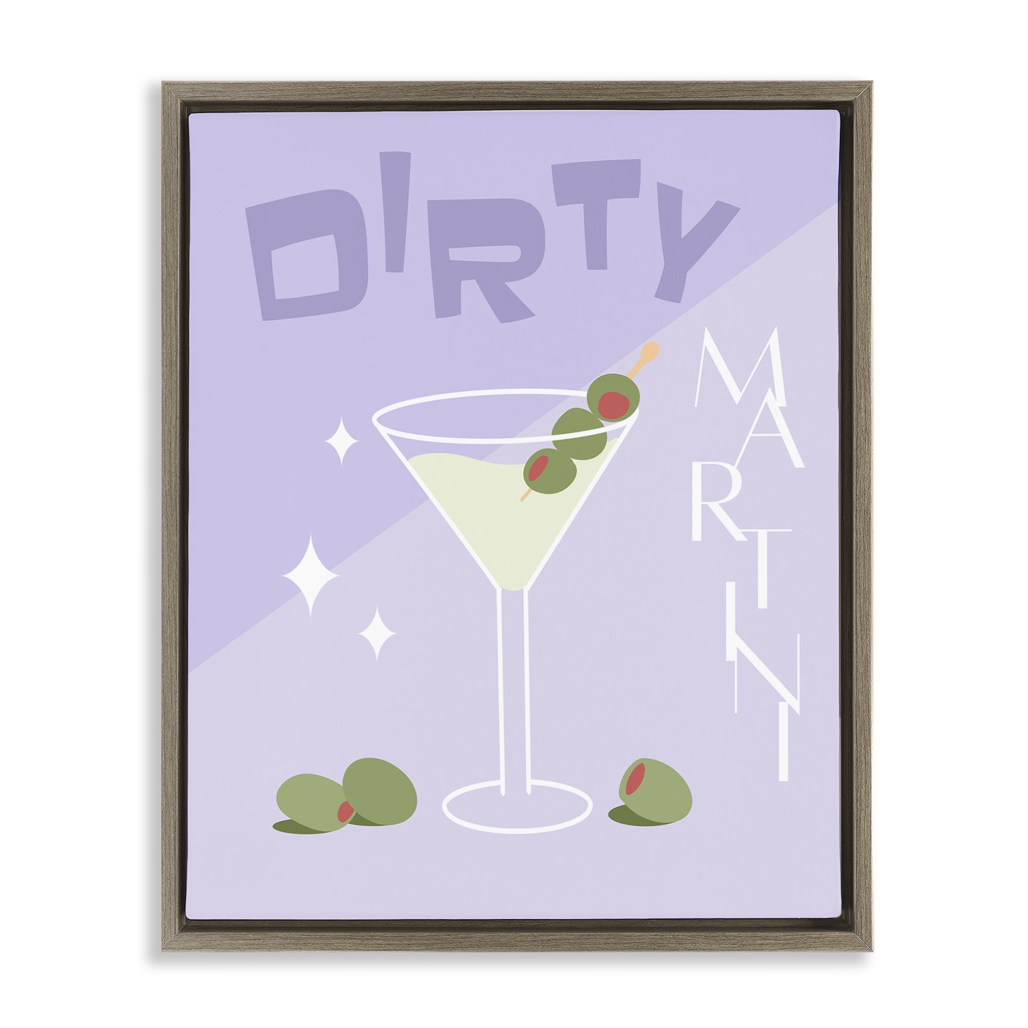 Stupell Industries Dirty Martini Typography Food & Beverage Painting Brown Floater Framed Canvas Art Print Wall Art, 25 x 31