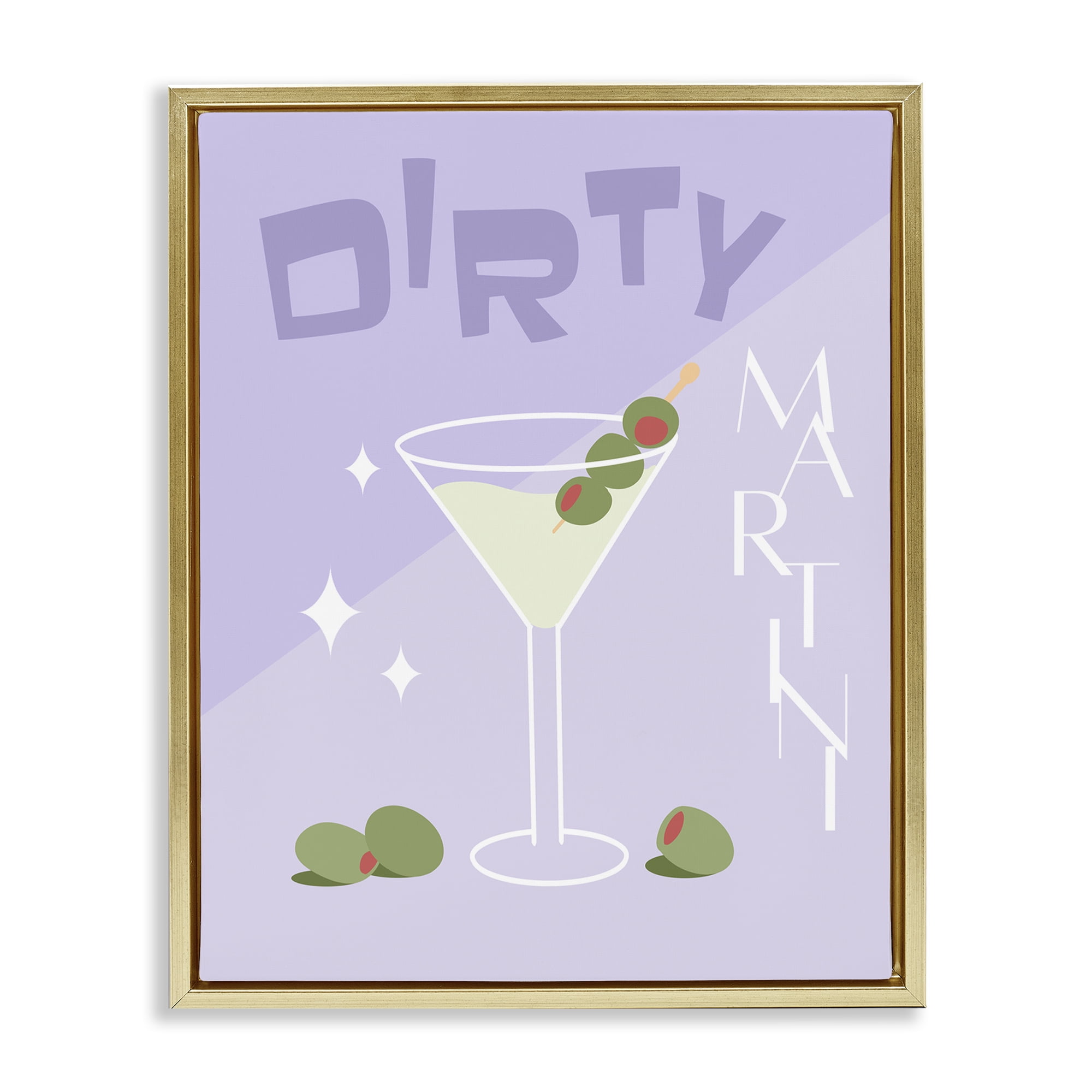 Stupell Industries Dirty Martini Typography Food & Beverage Painting Gold Floater Framed Canvas Art Print Wall Art, 25 x 31