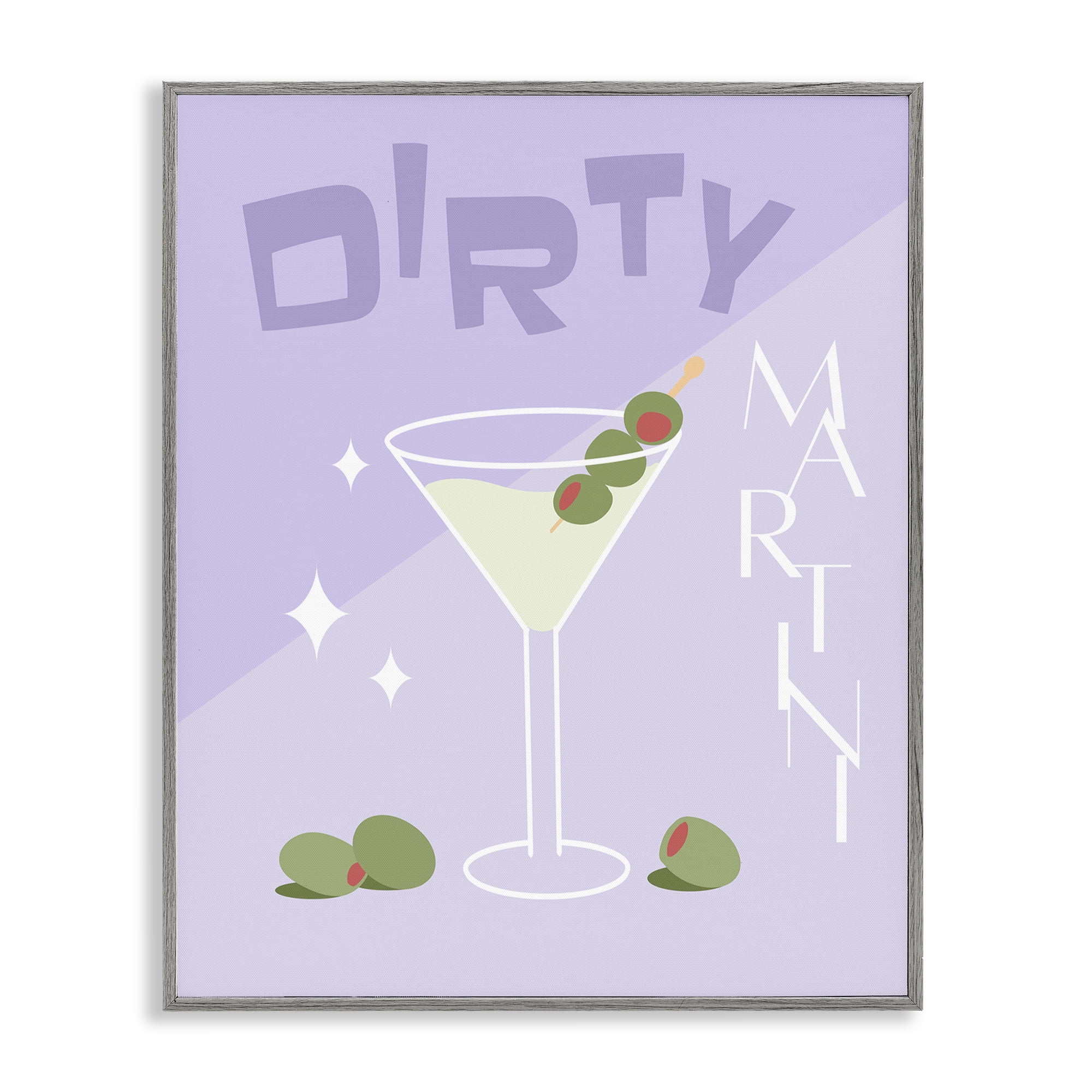 Stupell Industries Dirty Martini Typography Food & Beverage Painting Gray Framed Art Print Wall Art, 24 x 30