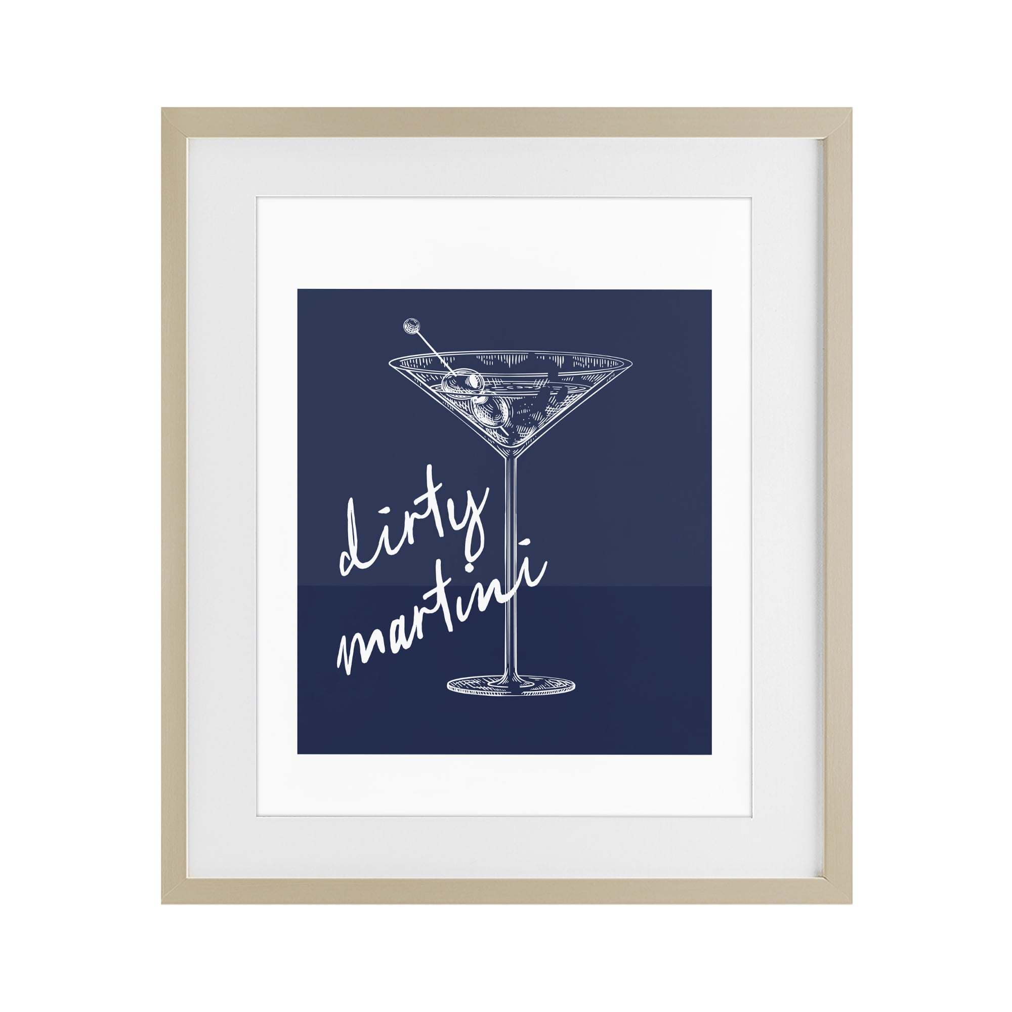 Stupell Industries Dirty Martini on Blue Birch Framed Print Under Glass, design by Lettered and Lined