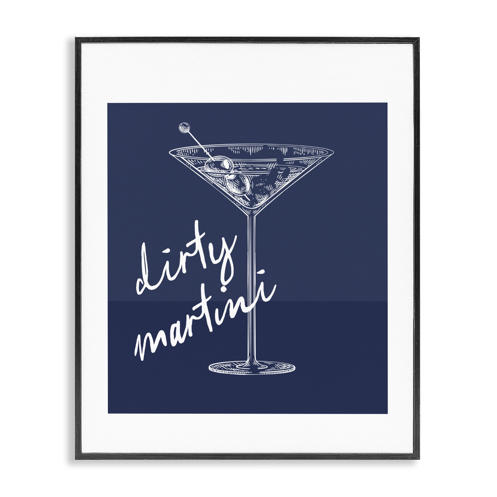 Stupell Industries Dirty Martini on Blue Black Framed Giclee Art, design by Lettered and Lined
