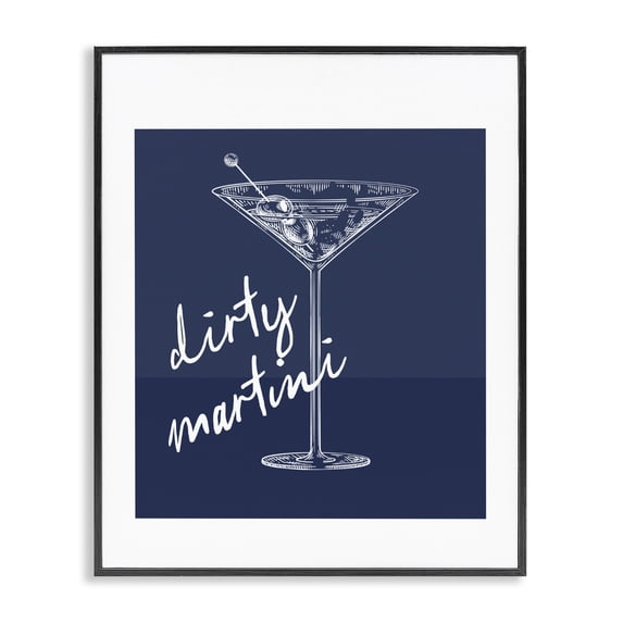 Stupell Industries Farmhouse Dirty Martini on Blue Black Framed Giclee Art, 11 x 14, by Lettered and Lined