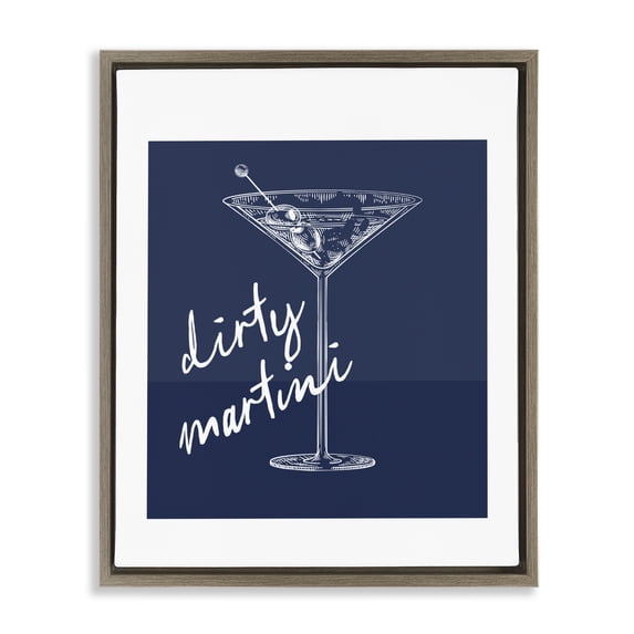 Stupell Industries Farmhouse Dirty Martini on Blue Brown Floating Frame Canvas Art, 25 x 31, by Lettered and Lined