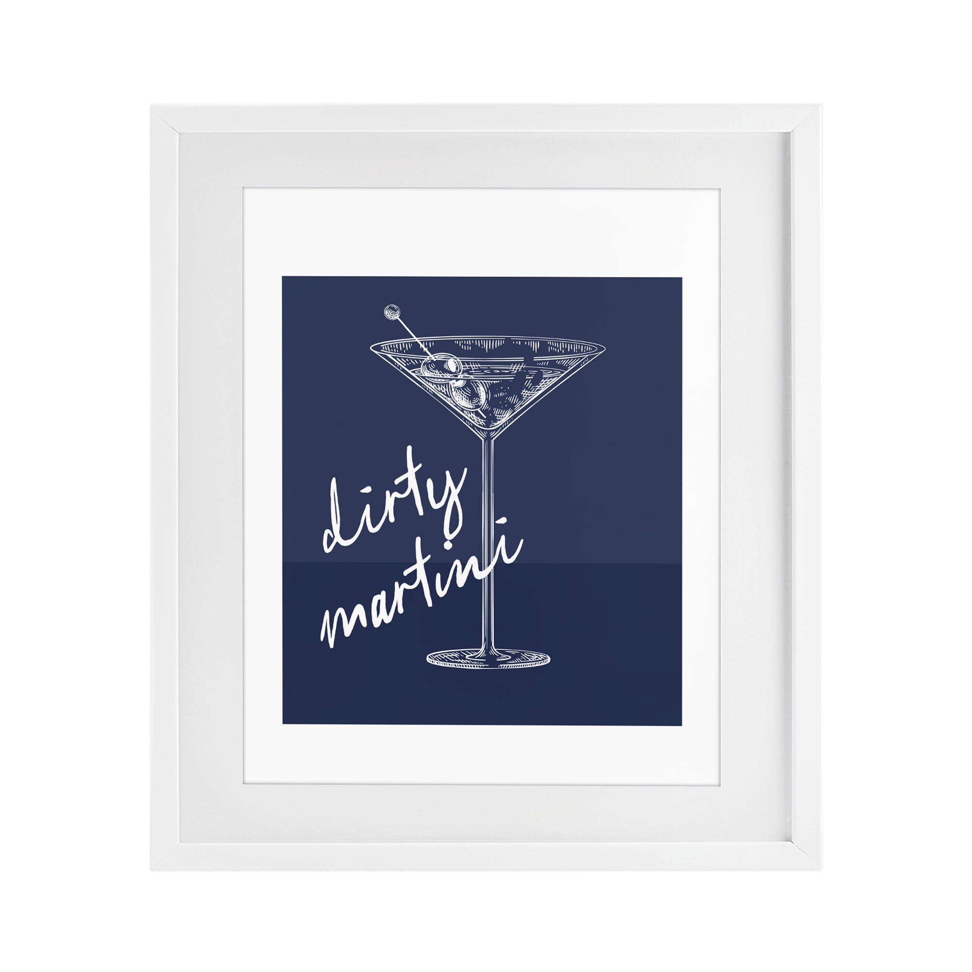 Stupell Industries Dirty Martini on Blue White Framed Print Under Glass, design by Lettered and Lined