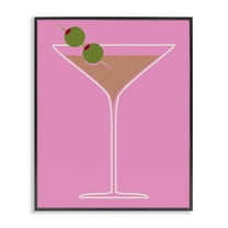 Stupell Industries Dirty Martini on Pink Food & Beverage Painting Black Framed Art Print Wall Art, 11 x 14