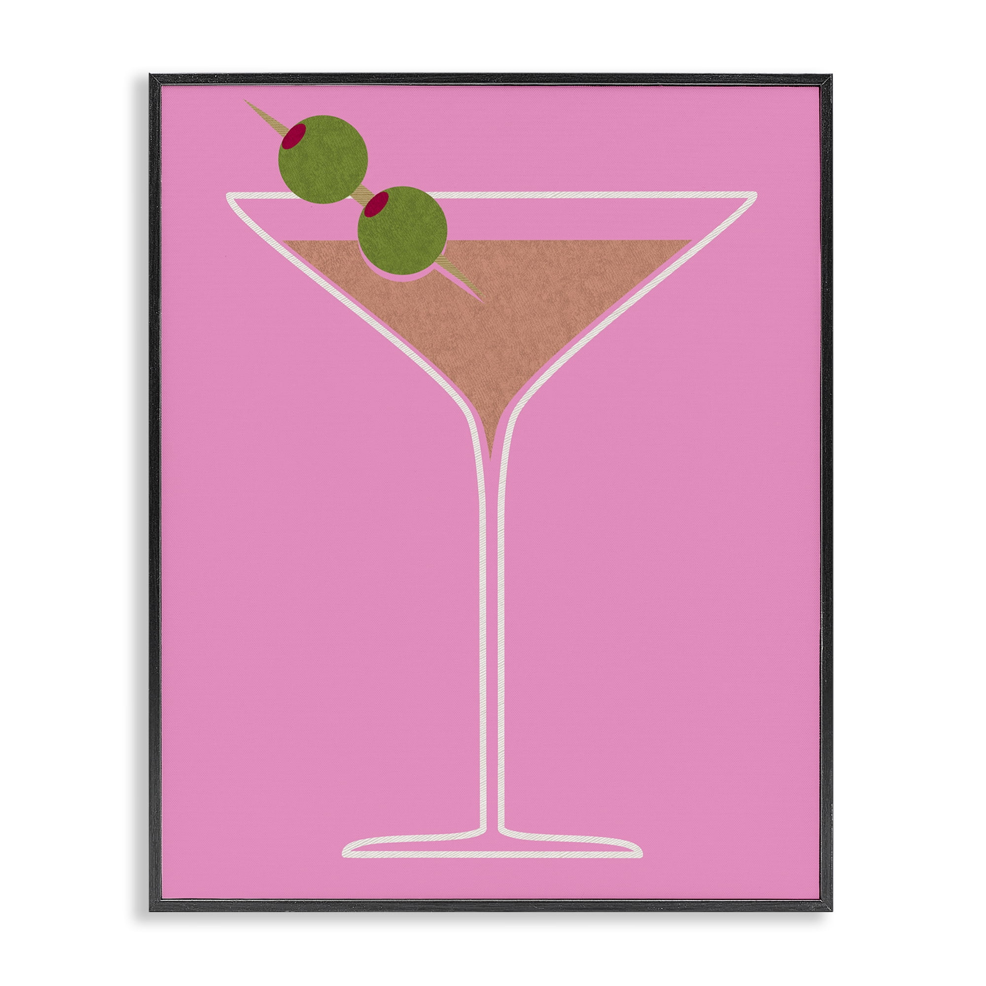Stupell Industries Dirty Martini on Pink Food & Beverage Painting Black Framed Art Print Wall Art, 24 x 30