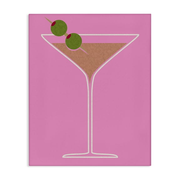 Stupell Industries Dirty Martini on Pink Food & Beverage Painting Gallery Wrapped Canvas Art Print Wall Art, 16 x 20