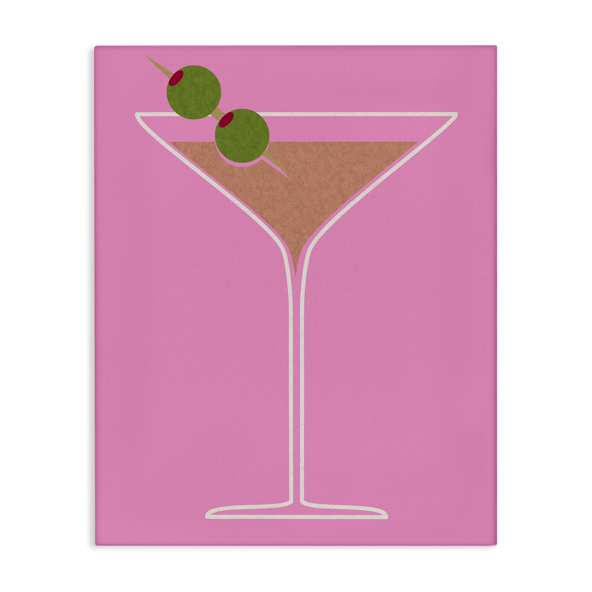 Stupell Industries Dirty Martini on Pink Food & Beverage Painting Gallery Wrapped Canvas Art Print Wall Art, 30 x 40