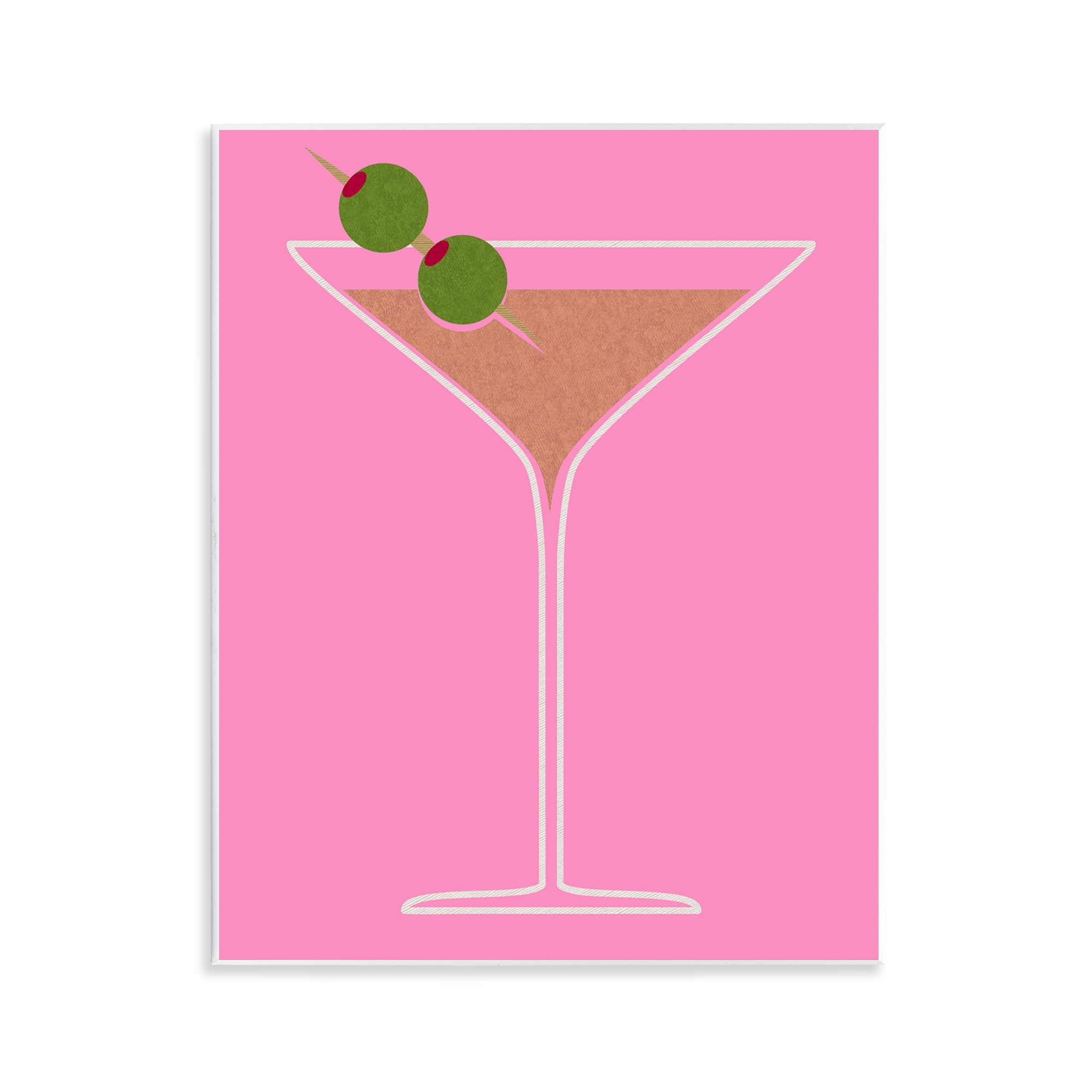 Stupell Industries Dirty Martini on Pink Food & Beverage Painting Unframed Art Print Wall Art, 11 x 14