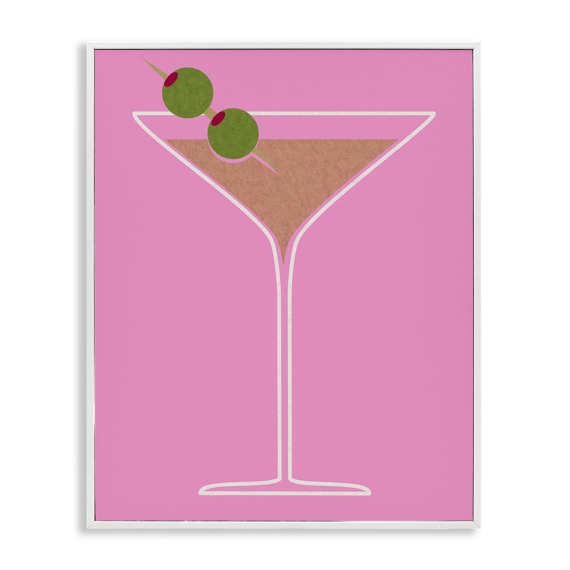 Stupell Industries Dirty Martini on Pink Food & Beverage Painting White Framed Art Print Wall Art, 11 x 14