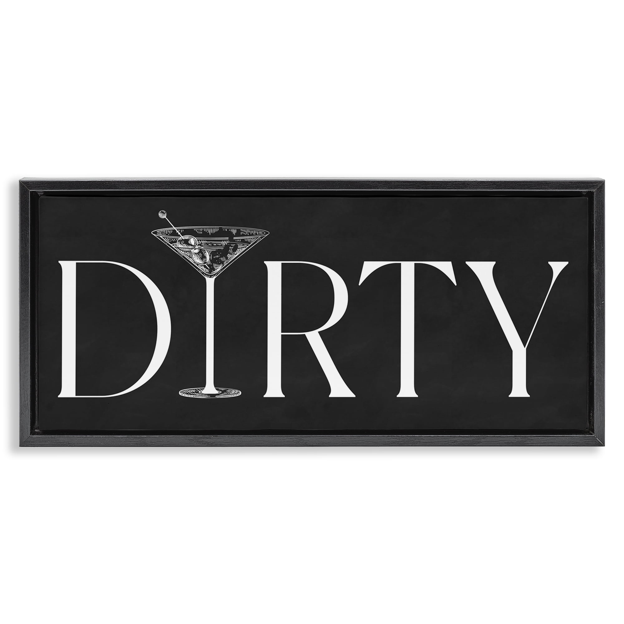 Stupell Industries Dirty Martini with Chalkboard Lettering Black Framed Floater Canvas Wall Art, design by Lettered and Lined