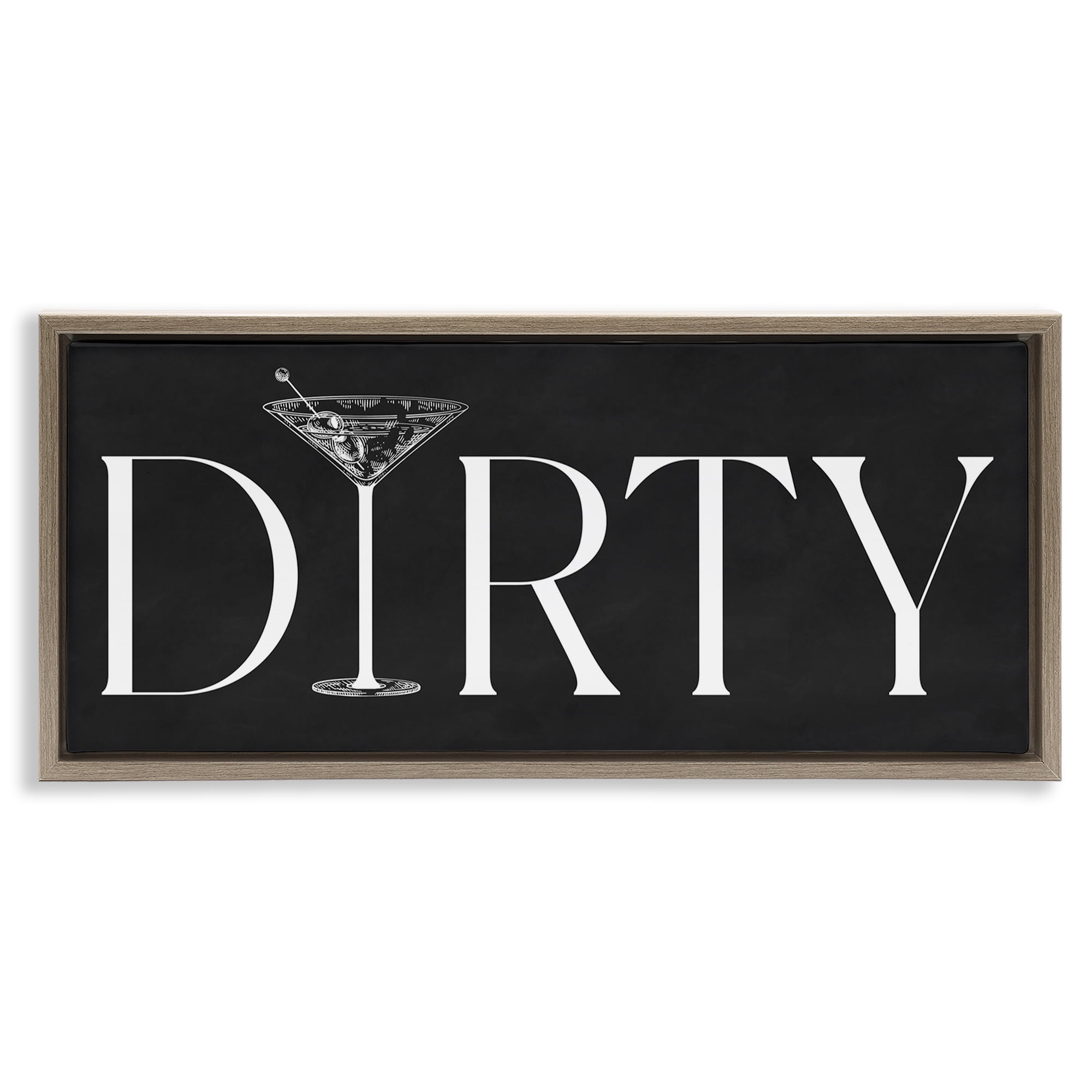 Stupell Industries Dirty Martini with Chalkboard Lettering Brown Framed Floater Canvas Wall Art, design by Lettered and Lined