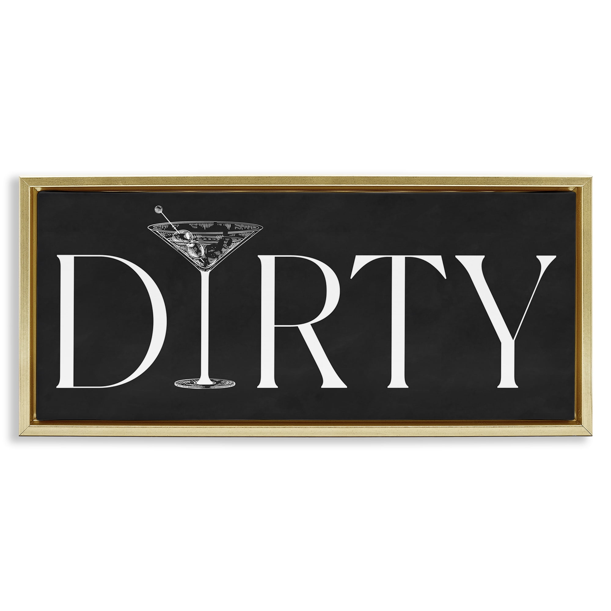 Stupell Industries Dirty Martini with Chalkboard Lettering Gold Framed Floater Canvas Wall Art, design by Lettered and Lined