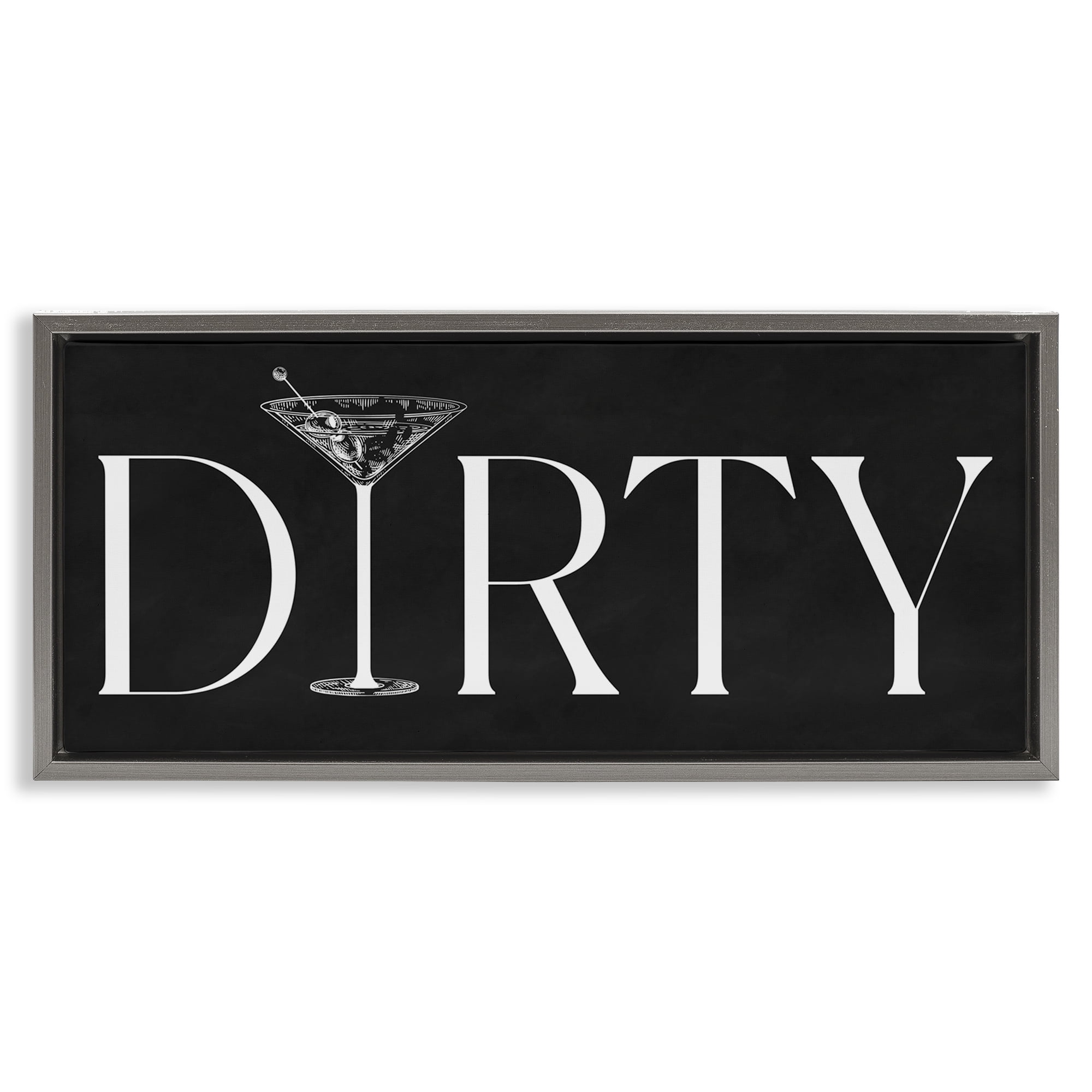 Stupell Industries Dirty Martini with Chalkboard Lettering Gray Framed Floater Canvas Wall Art, design by Lettered and Lined