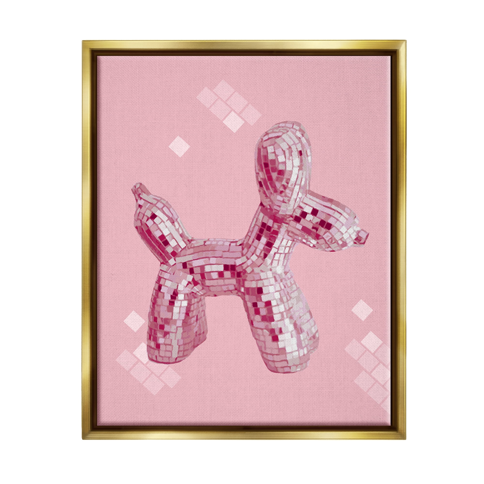 Stupell Industries Disco Ball Balloon Animal Abstract Painting Gold Floater Framed Art Print Wall Art, 25 x 31
