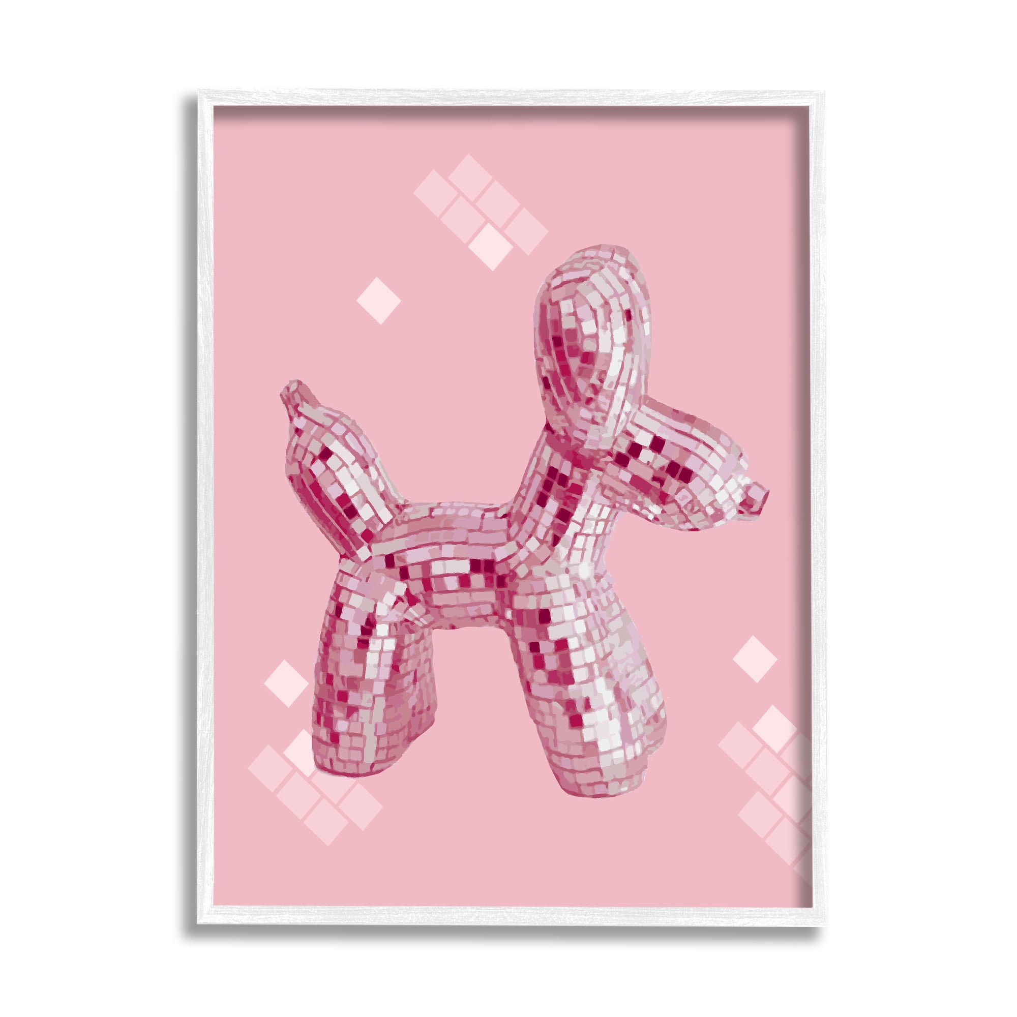 Stupell Industries Disco Ball Balloon Animal Abstract Painting White Framed Art Print Wall Art, 16 x 20