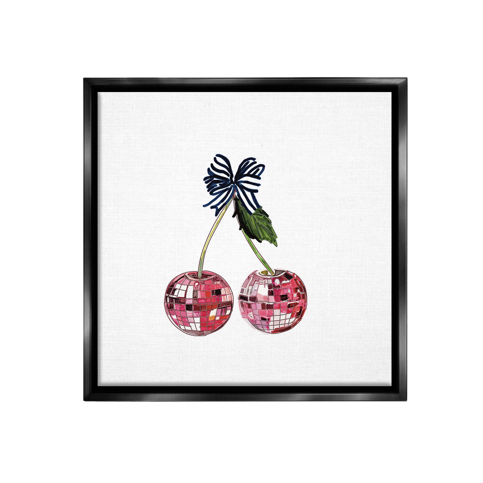 Stupell Industries Disco Ball Cherries Food & Beverage Painting Black Floater Framed Canvas Art Print Wall Art, 18 x 18