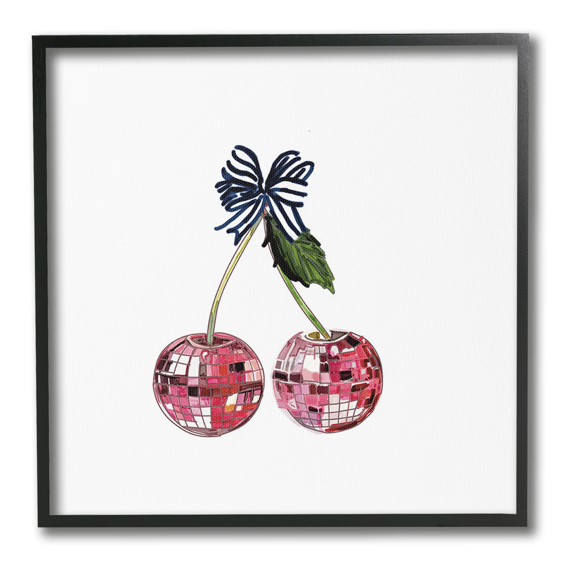 Stupell Industries Disco Ball Cherries Food & Beverage Painting Black Framed Art Print Wall Art, 17 x 17