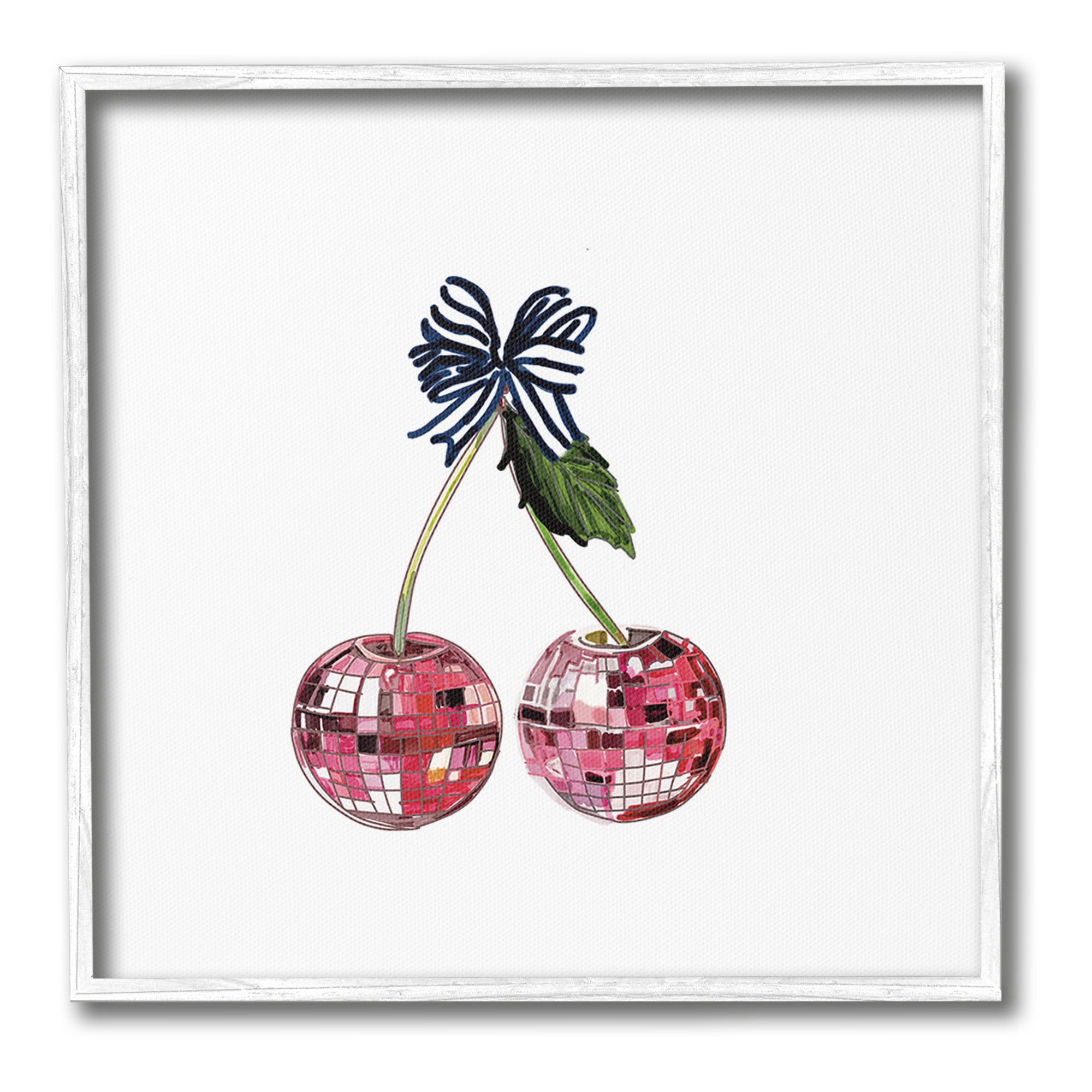 Stupell Industries Disco Ball Cherries Food & Beverage Painting White Framed Art Print Wall Art, 12 x 12