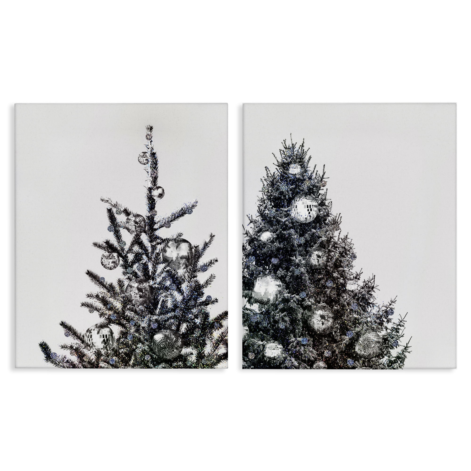 Stupell Industries Disco Ball Christmas Tree Holiday Photography Wrapped Canvas Art Print Wall Art, 16 x 20, Set of 2