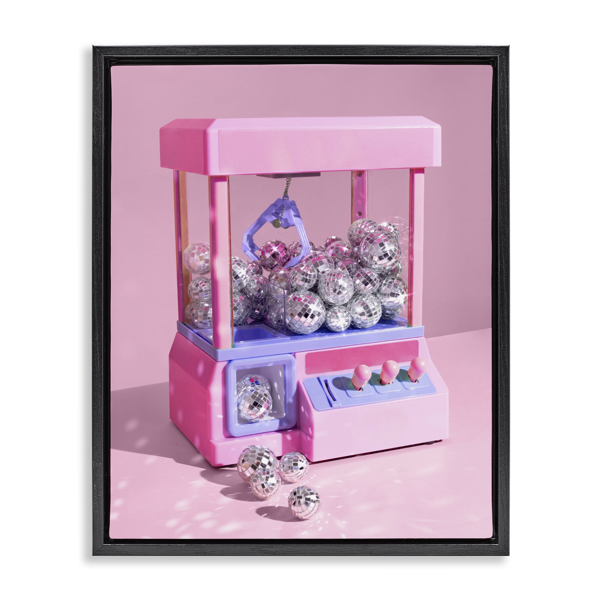 Stupell Industries Disco Ball Claw Machine Black Framed Floater Canvas Wall Art, design by LISH Creative