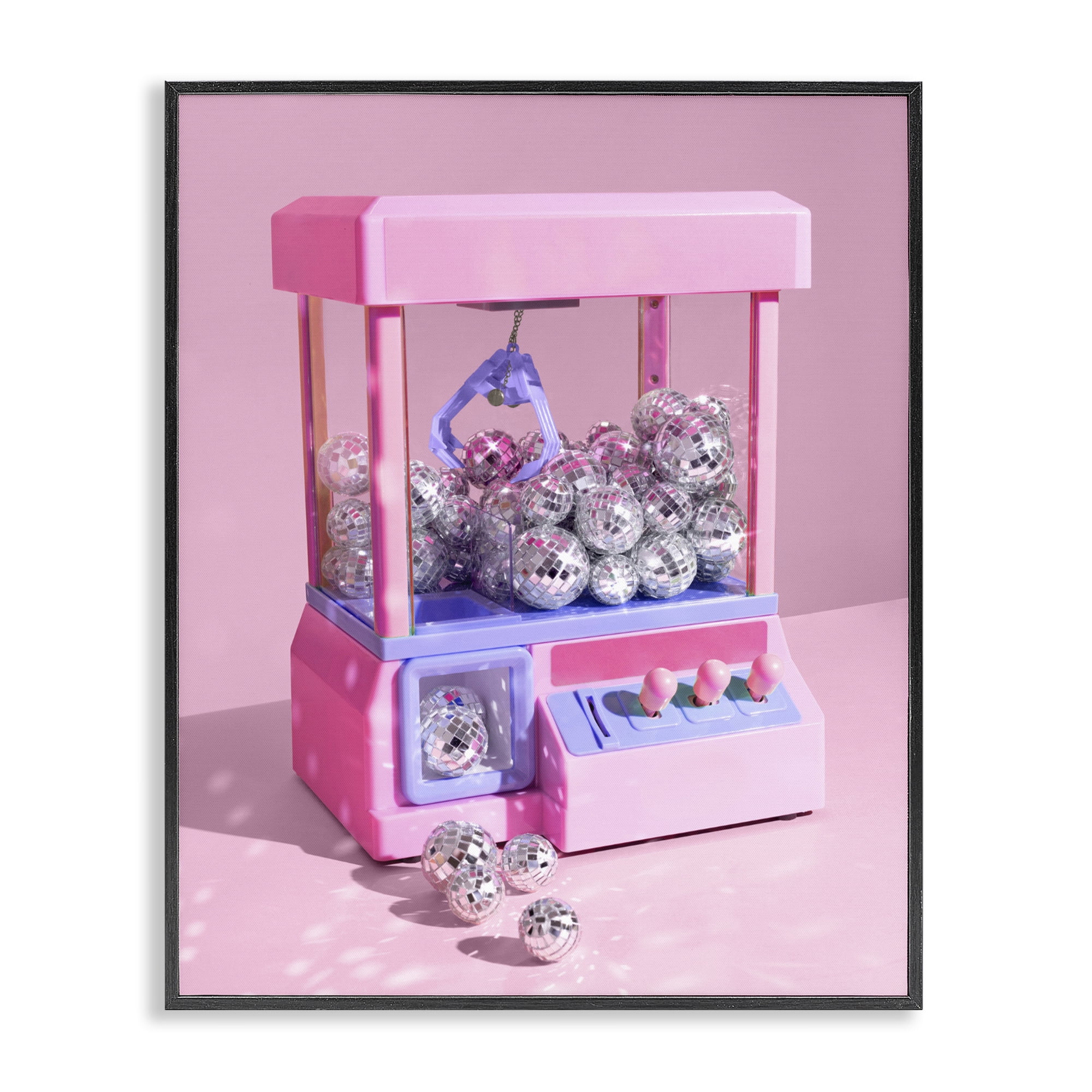 Stupell Industries Disco Ball Claw Machine Black Framed Giclee Art, design by LISH Creative