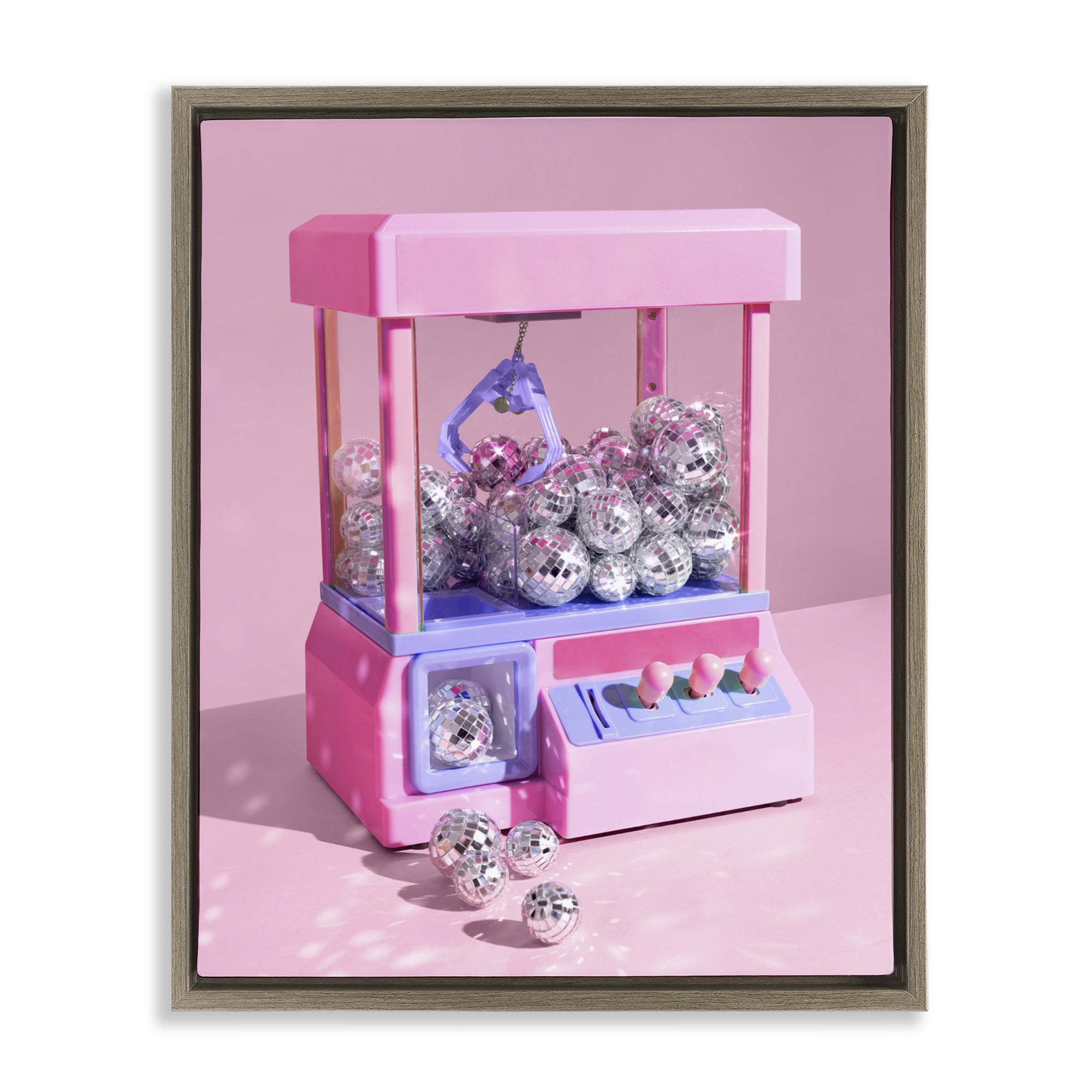 Stupell Industries Disco Ball Claw Machine Brown Framed Floater Canvas Wall Art, design by LISH Creative