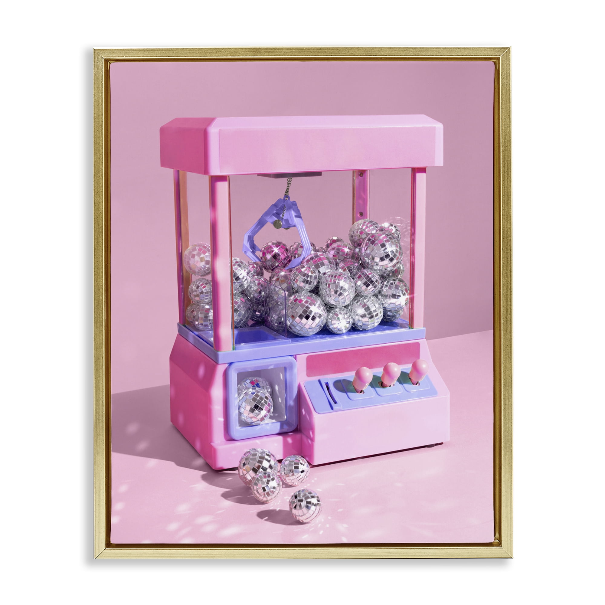 Stupell Industries Disco Ball Claw Machine Gold Framed Floater Canvas Wall Art, design by LISH Creative