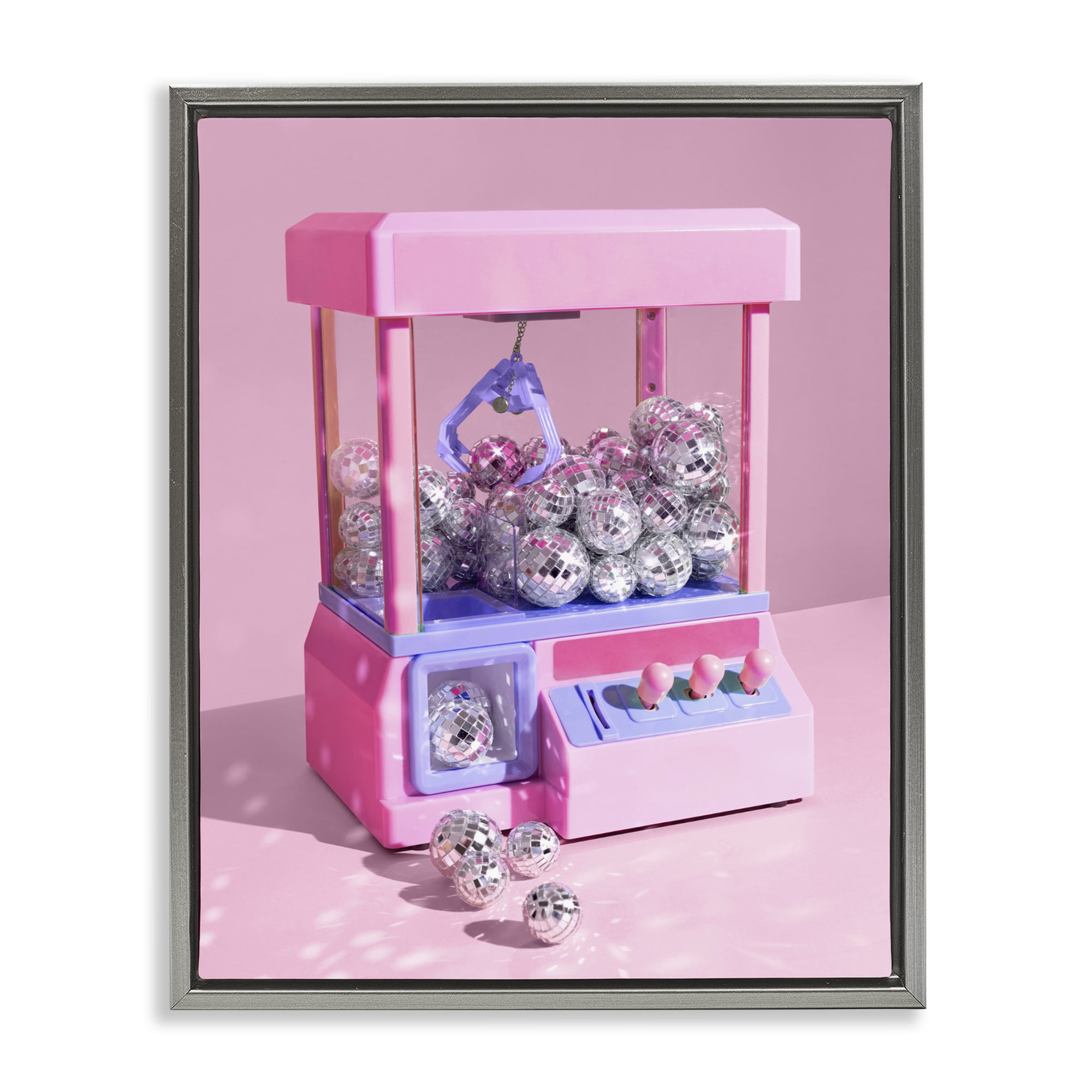 Stupell Industries Disco Ball Claw Machine Gray Framed Floater Canvas Wall Art, design by LISH Creative