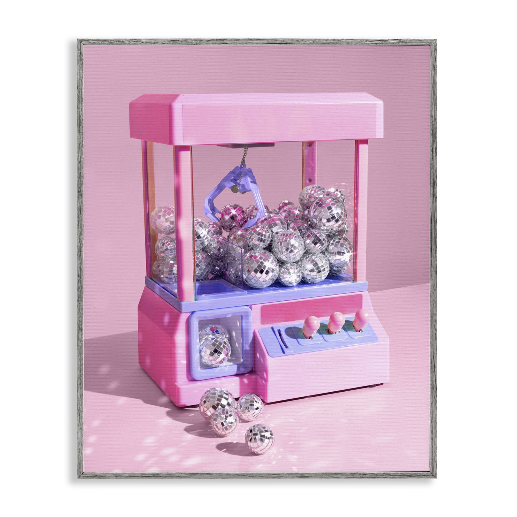 Stupell Industries Disco Ball Claw Machine Gray Framed Giclee Art, design by LISH Creative