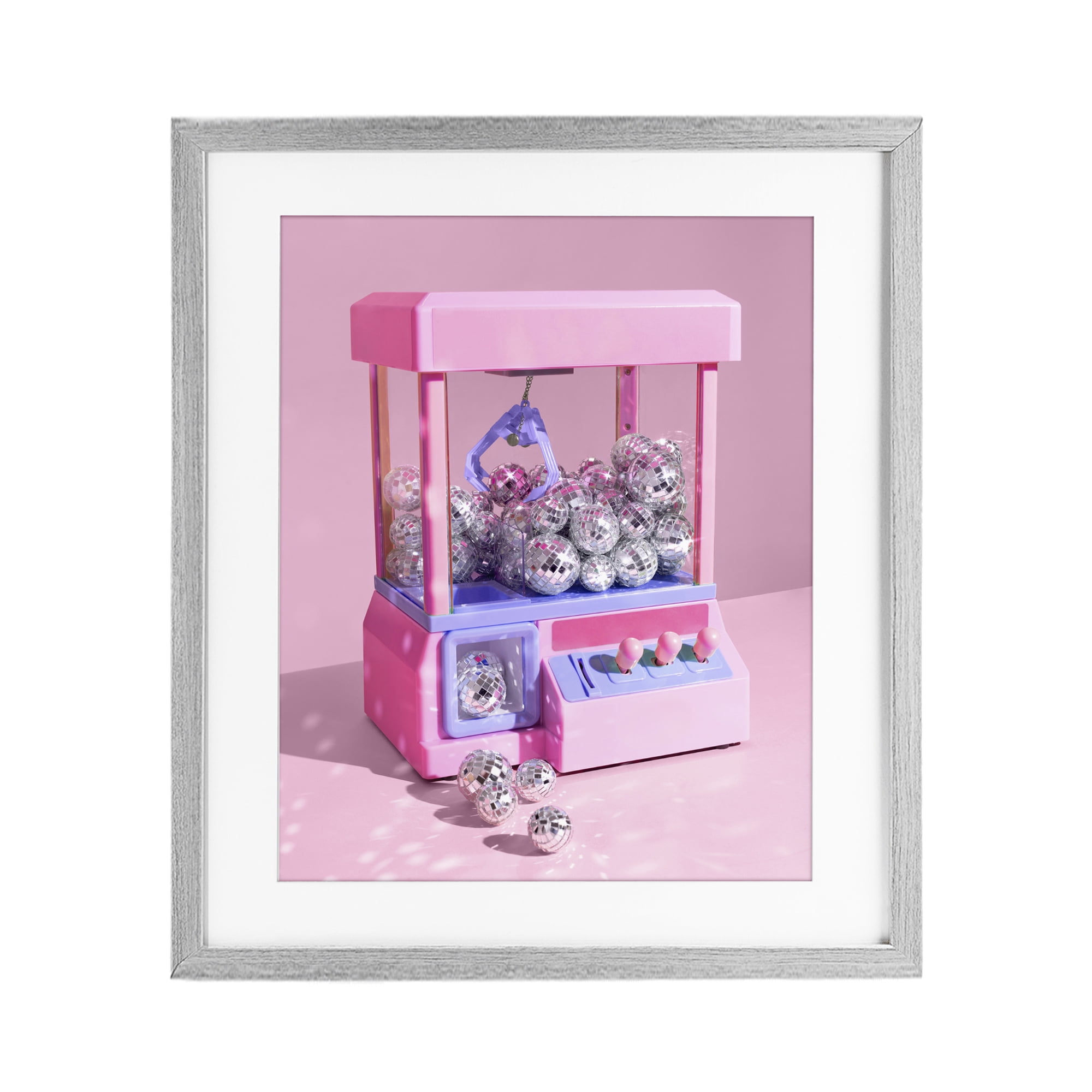Stupell Industries Disco Ball Claw Machine Gray Framed Print Under Glass, design by LISH Creative