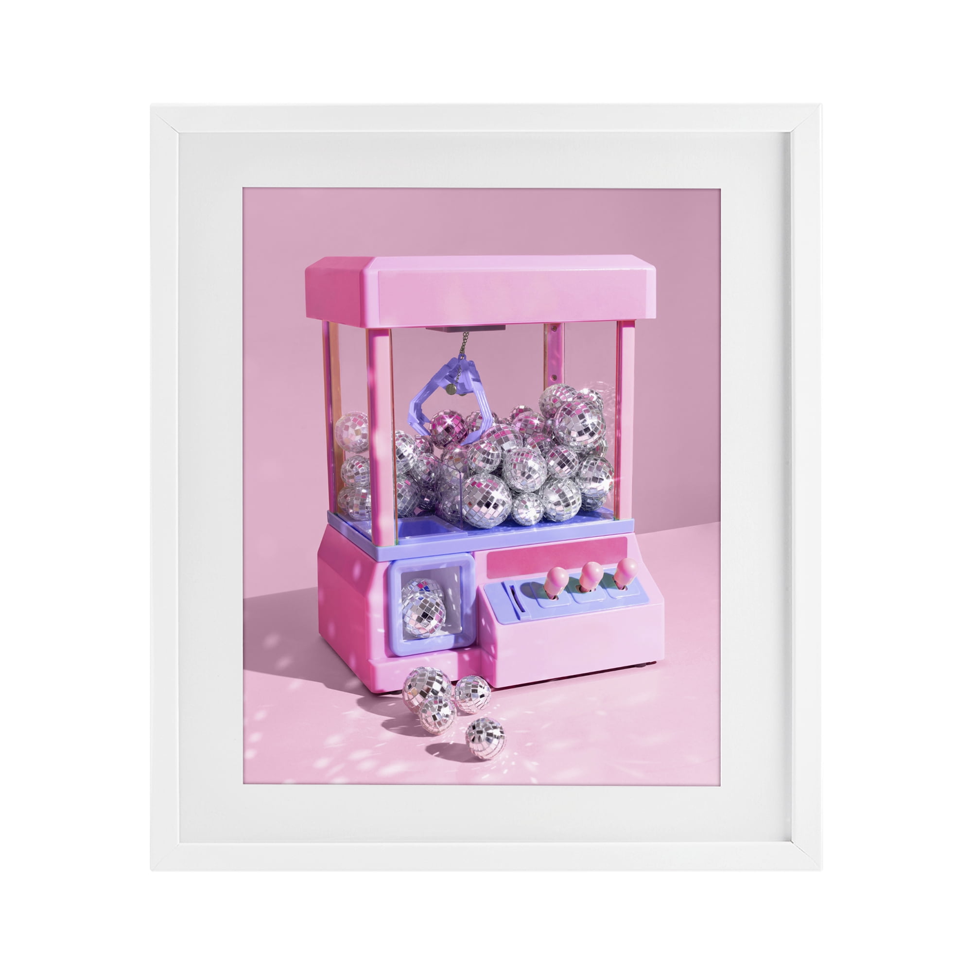 Stupell Industries Disco Ball Claw Machine White Framed Print Under Glass, design by LISH Creative