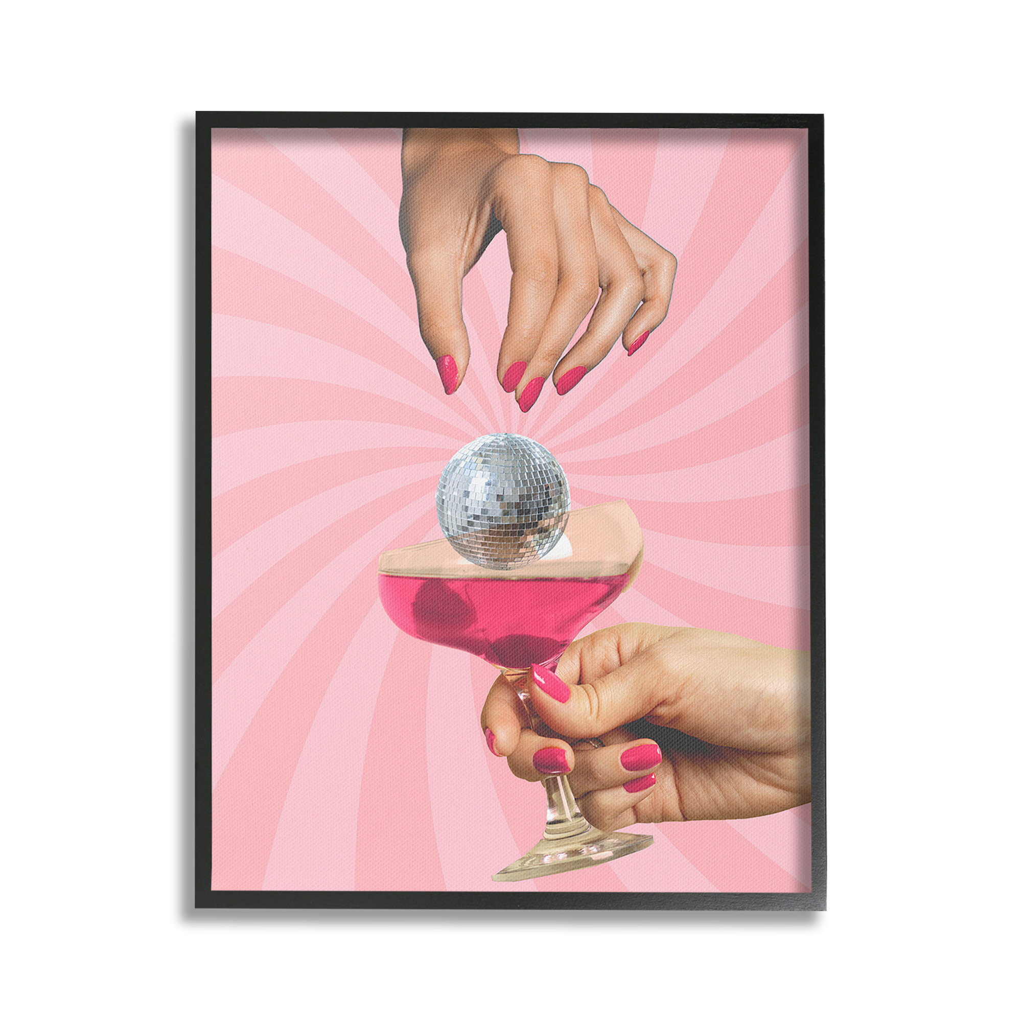 Stupell Industries Disco Ball Cocktail Food & Beverage Painting Black Framed Art Print Wall Art, 16 x 20