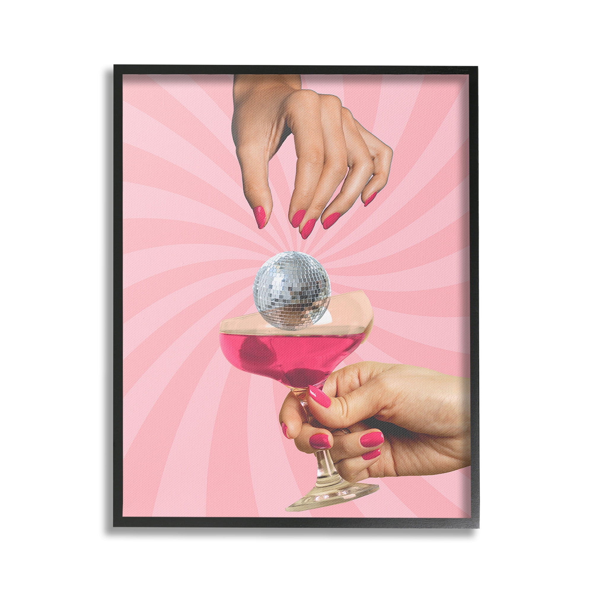 Stupell Industries Disco Ball Cocktail Food & Beverage Painting Black Framed Art Print Wall Art, 24 x 30