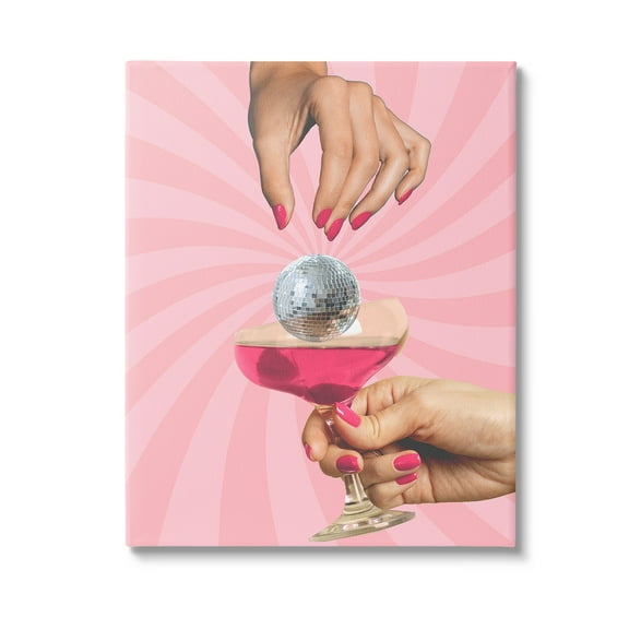 Stupell Industries Disco Ball Cocktail Food & Beverage Painting Gallery Wrapped Canvas Art Print Wall Art, 16 x 20