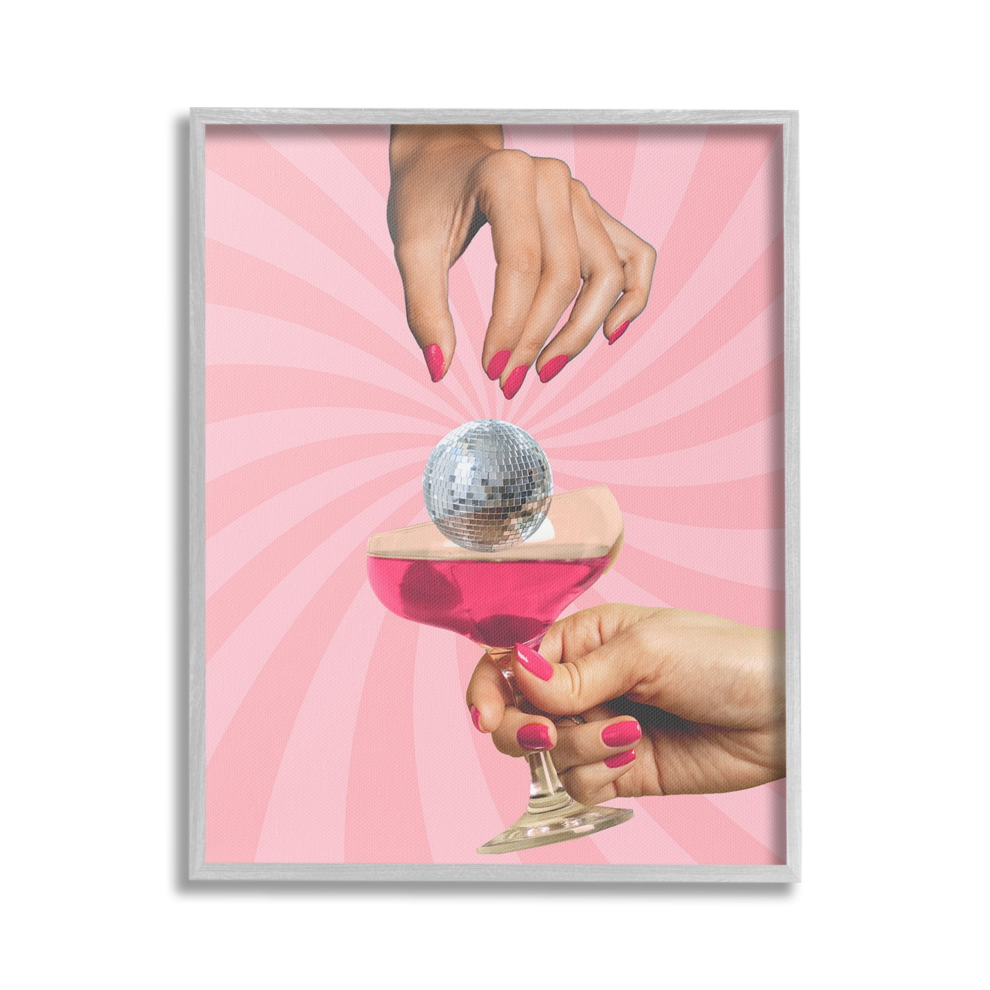 Stupell Industries Disco Ball Cocktail Food & Beverage Painting Gray Framed Art Print Wall Art, 16 x 20