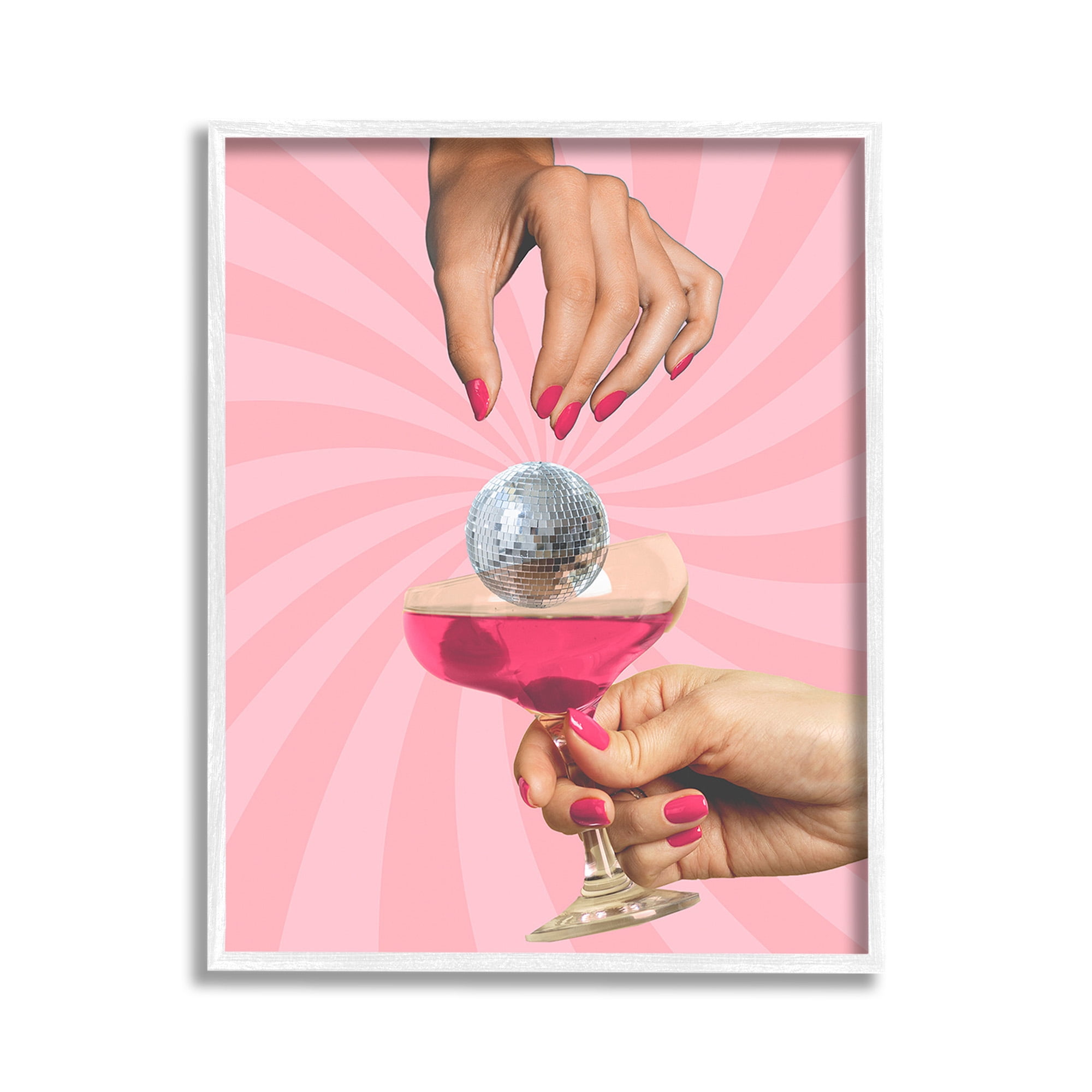 Stupell Industries Disco Ball Cocktail Food & Beverage Painting White Framed Art Print Wall Art, 11 x 14