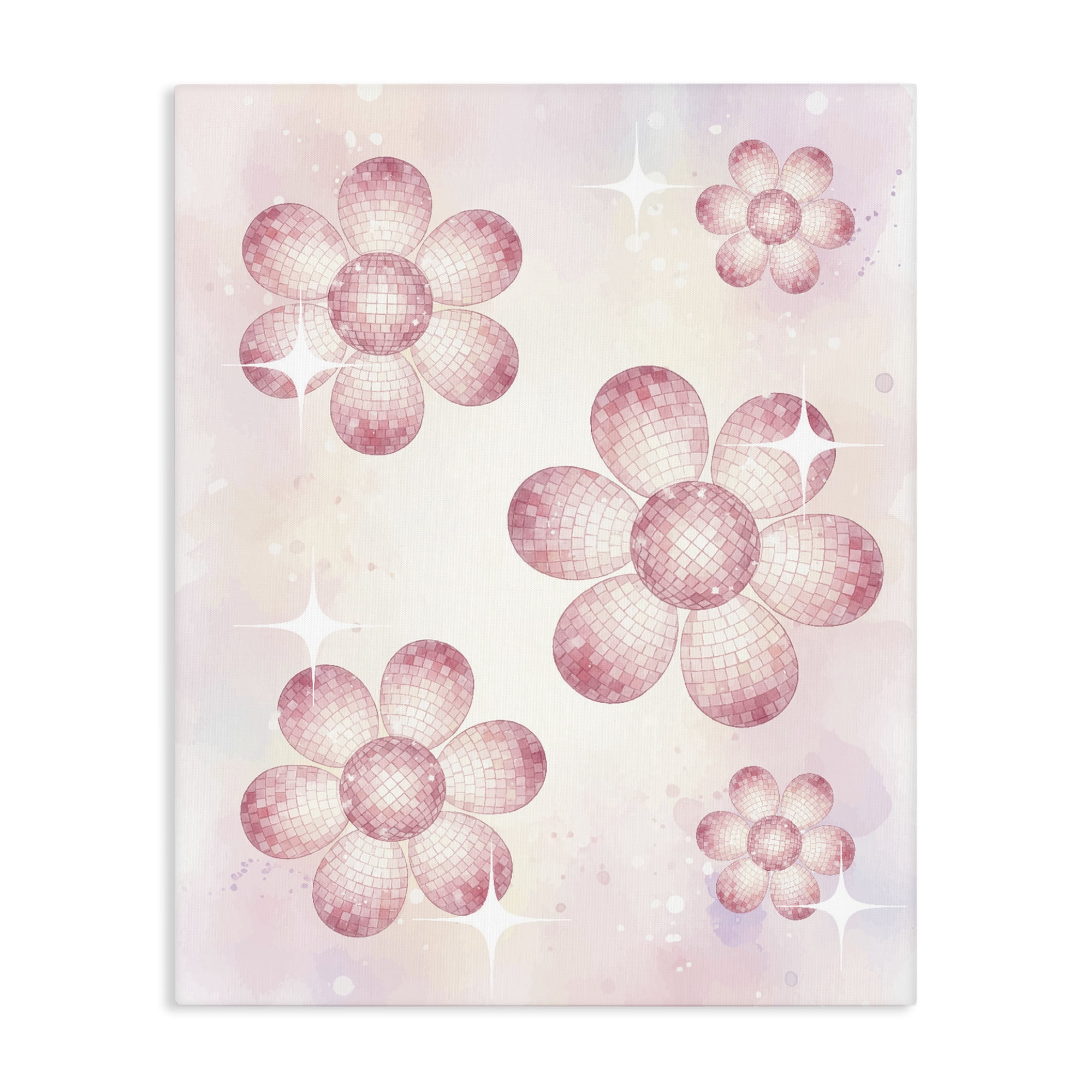 Stupell Industries Disco Ball Floral Patterns Canvas Wall Art, design by Lil' Rue