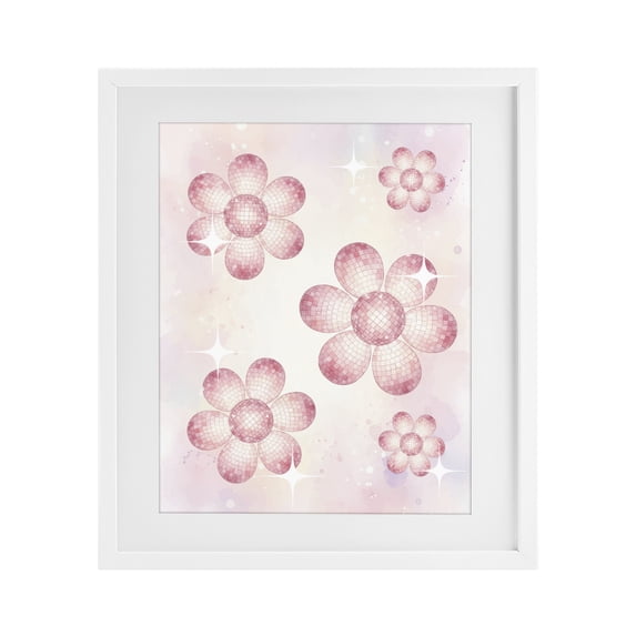 Stupell Industries Bohemian Disco Ball Floral Patterns White Framed Print Under Glass, 13 x 16, by Lil' Rue