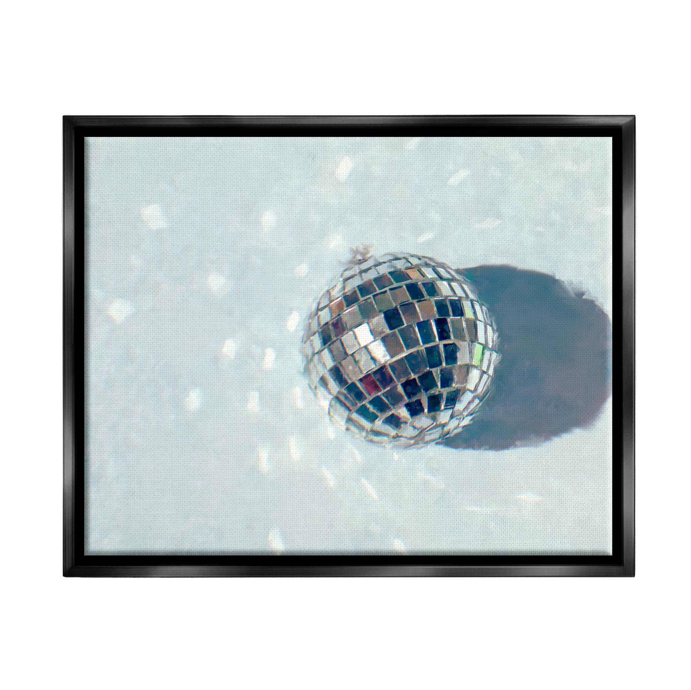 Stupell Industries Disco Ball Glimmer Reflection Graphic Art Jet Black Floating Framed Canvas Print Wall Art, Design by Ziwei Li