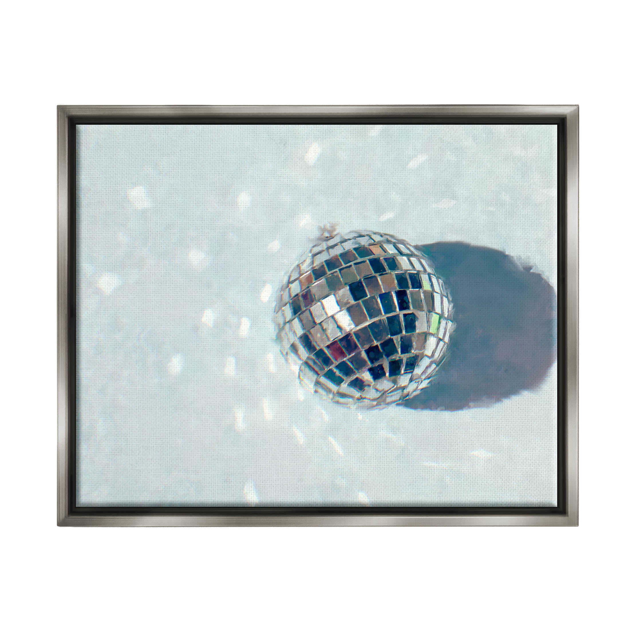 Stupell Industries Disco Ball Glimmer Reflection Graphic Art Luster Gray Floating Framed Canvas Print Wall Art, Design by Ziwei Li