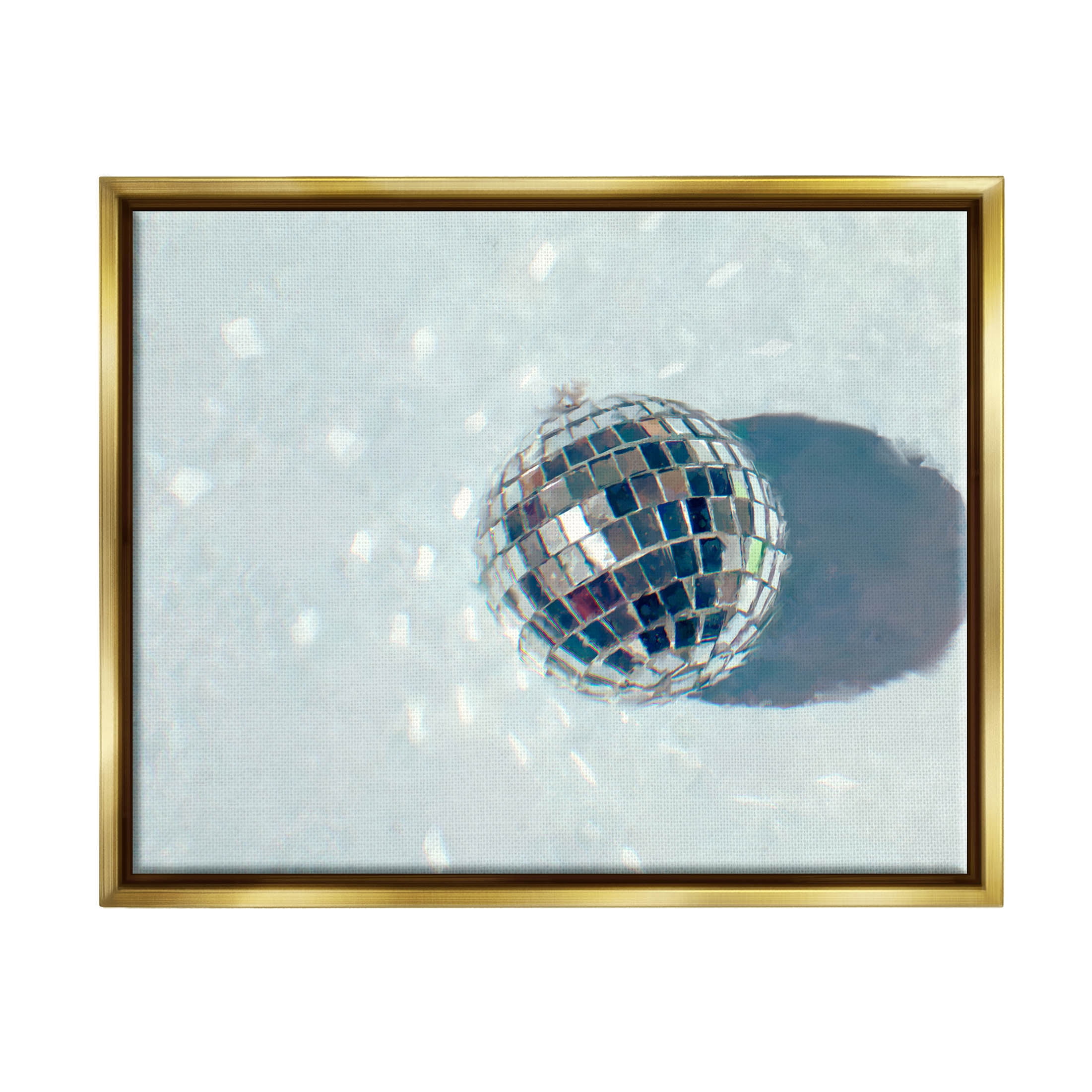 Stupell Industries Disco Ball Glimmer Reflection Graphic Art Metallic Gold Floating Framed Canvas Print Wall Art, Design by Ziwei Li