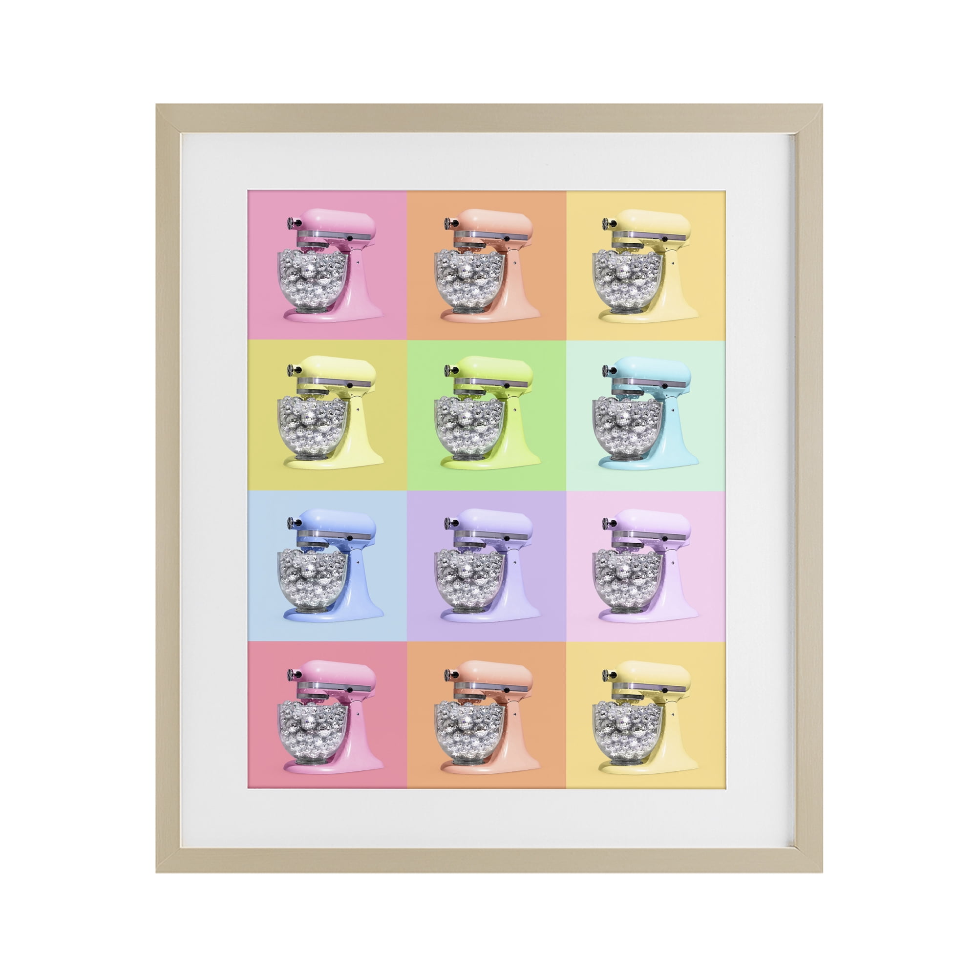 Stupell Industries Disco Ball Kitchen Mixer Collage Birch Framed Print Under Glass, design by LISH Creative